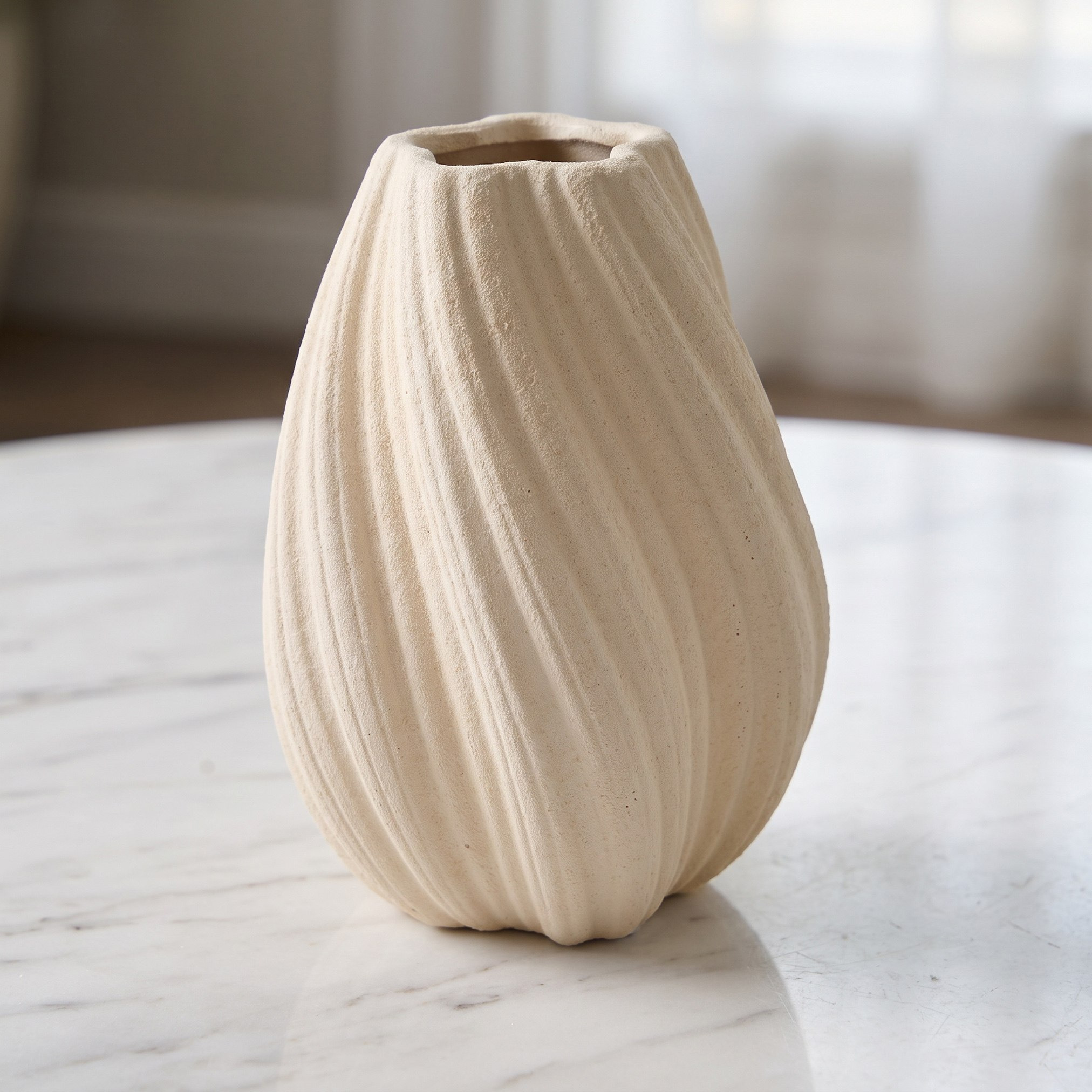 Audrey Madison Decorative Ceramic Pleated Vase - 17x17x23 cm-hbxbedroom-decorandaccessories-vases-image-1