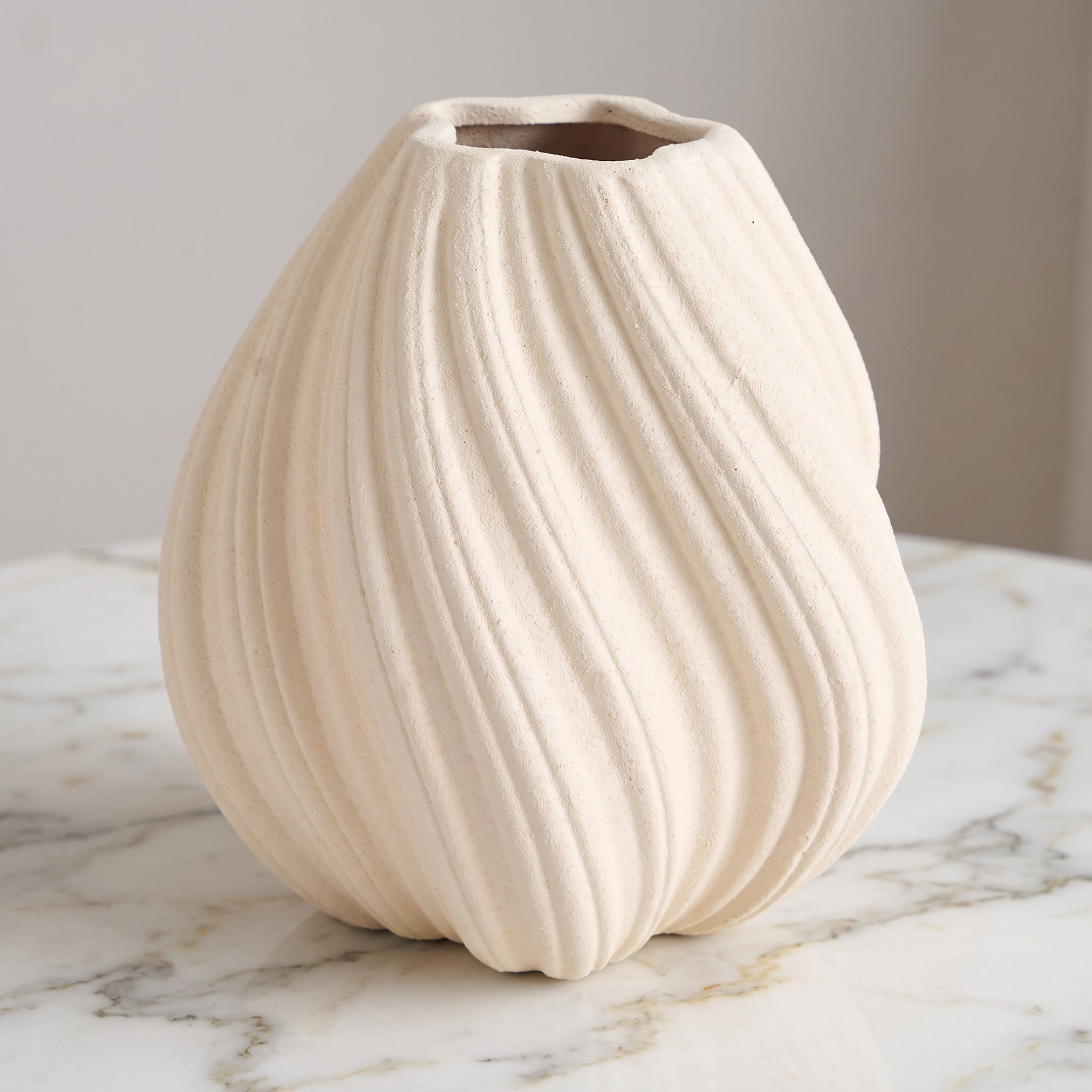 Audrey Madison Ceramic Pleated Decorative Vase - 19x19x20 cm-hbxbedroom-decorandaccessories-vases-image-1