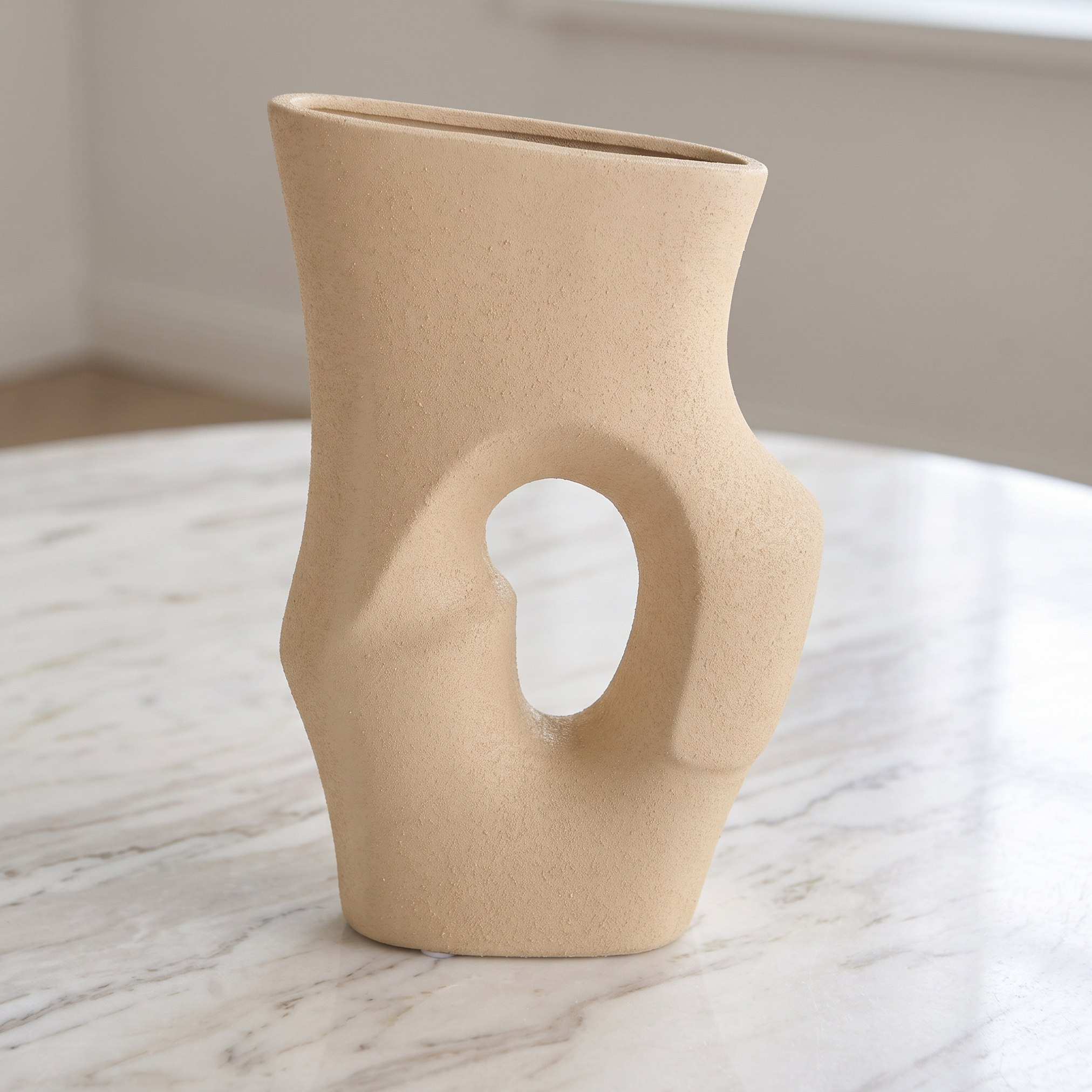 Audrey Madison Decorative Ceramic Abstract Hollow Vase - 19.5x7.5x30 cm-hbxbedroom-decorandaccessories-vases-image-1