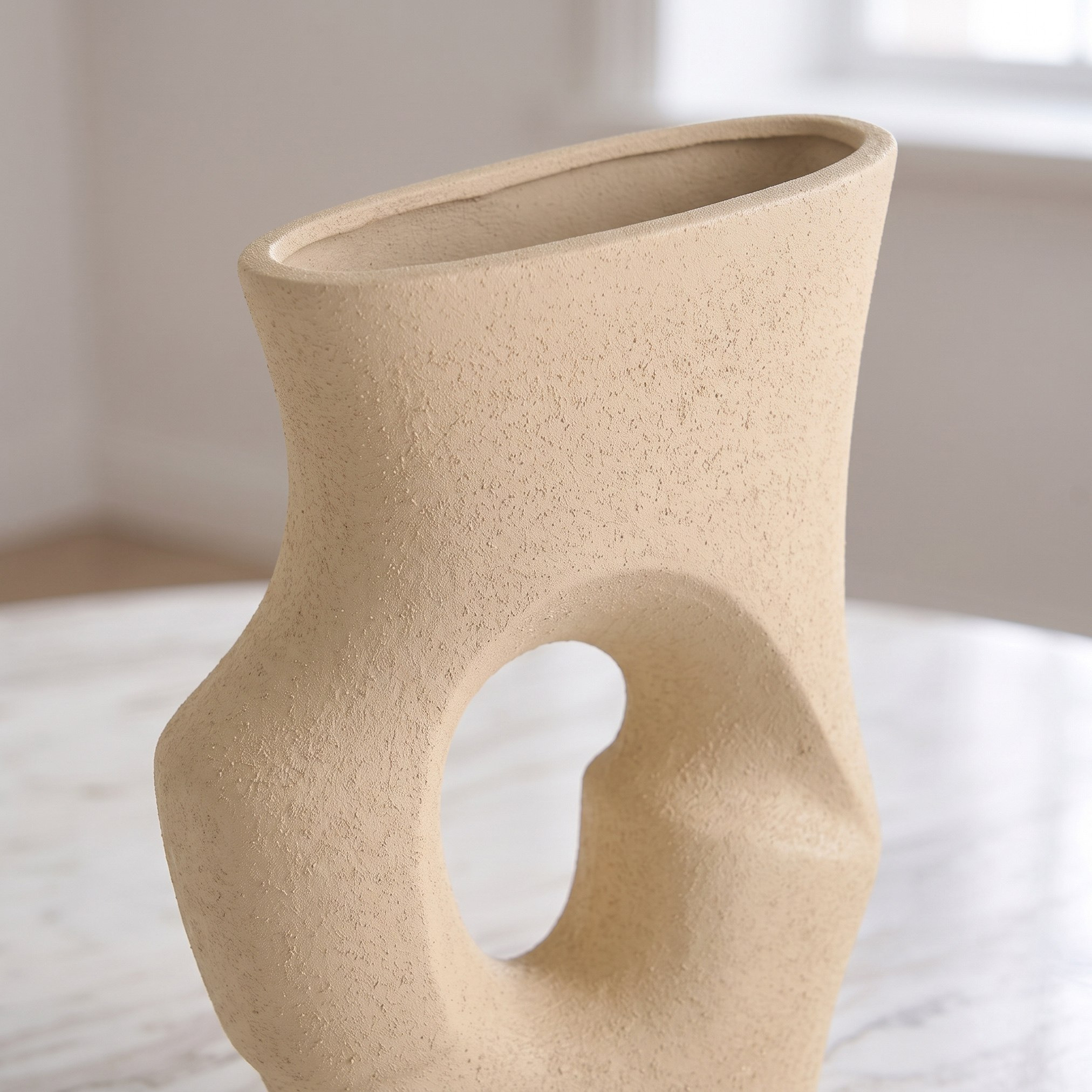 Audrey Madison Decorative Ceramic Abstract Hollow Vase - 19.5x7.5x30 cm-hbxbedroom-decorandaccessories-vases-image-2