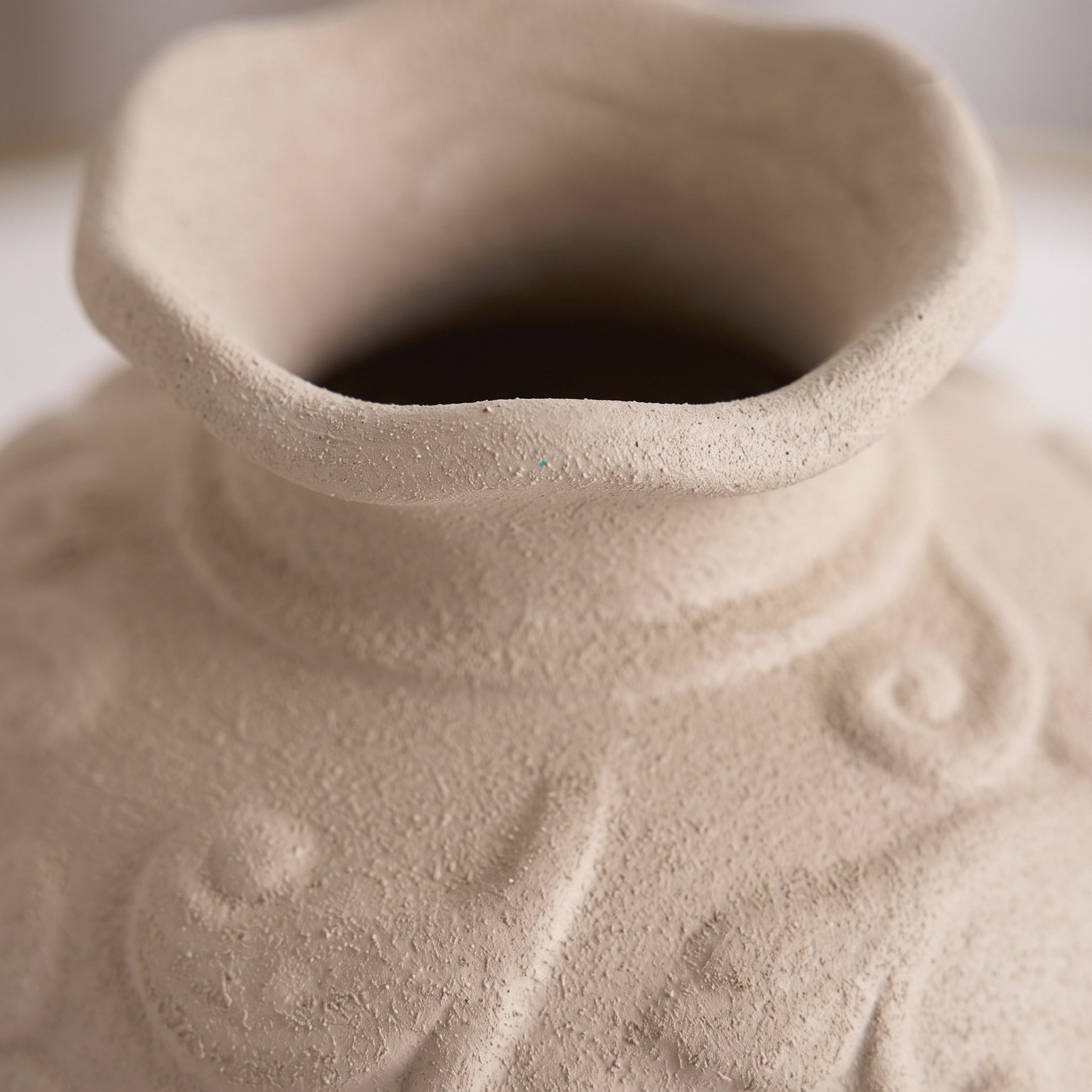 Audrey Madison Floral Embossed Texture Ceramic Decorative Vase - 15x15x16 cm-hbxbedroom-decorandaccessories-vases-image-2