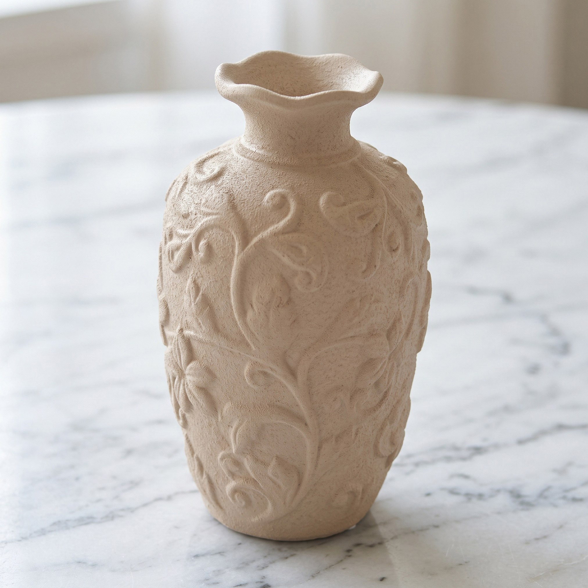 Audrey-Madison Ceramic Floral Embossed Texture Decorative Vase - 14.5x14.5x23.5 cm-hbxbedroom-decorandaccessories-vases-image-1