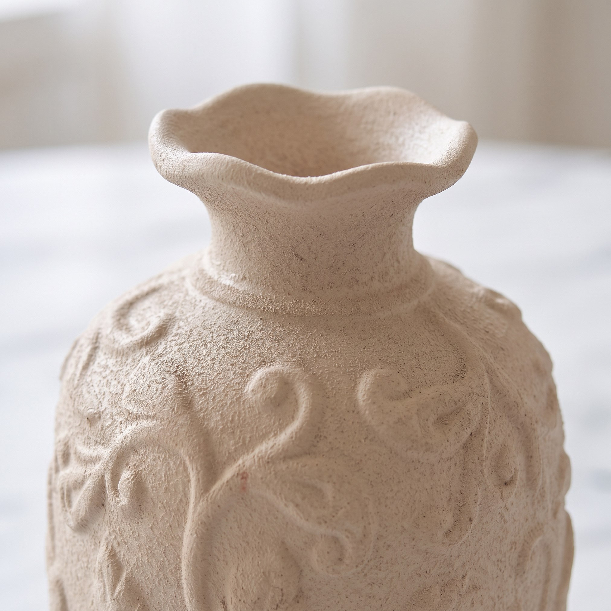 Audrey-Madison Ceramic Floral Embossed Texture Decorative Vase - 14.5x14.5x23.5 cm-hbxbedroom-decorandaccessories-vases-image-2