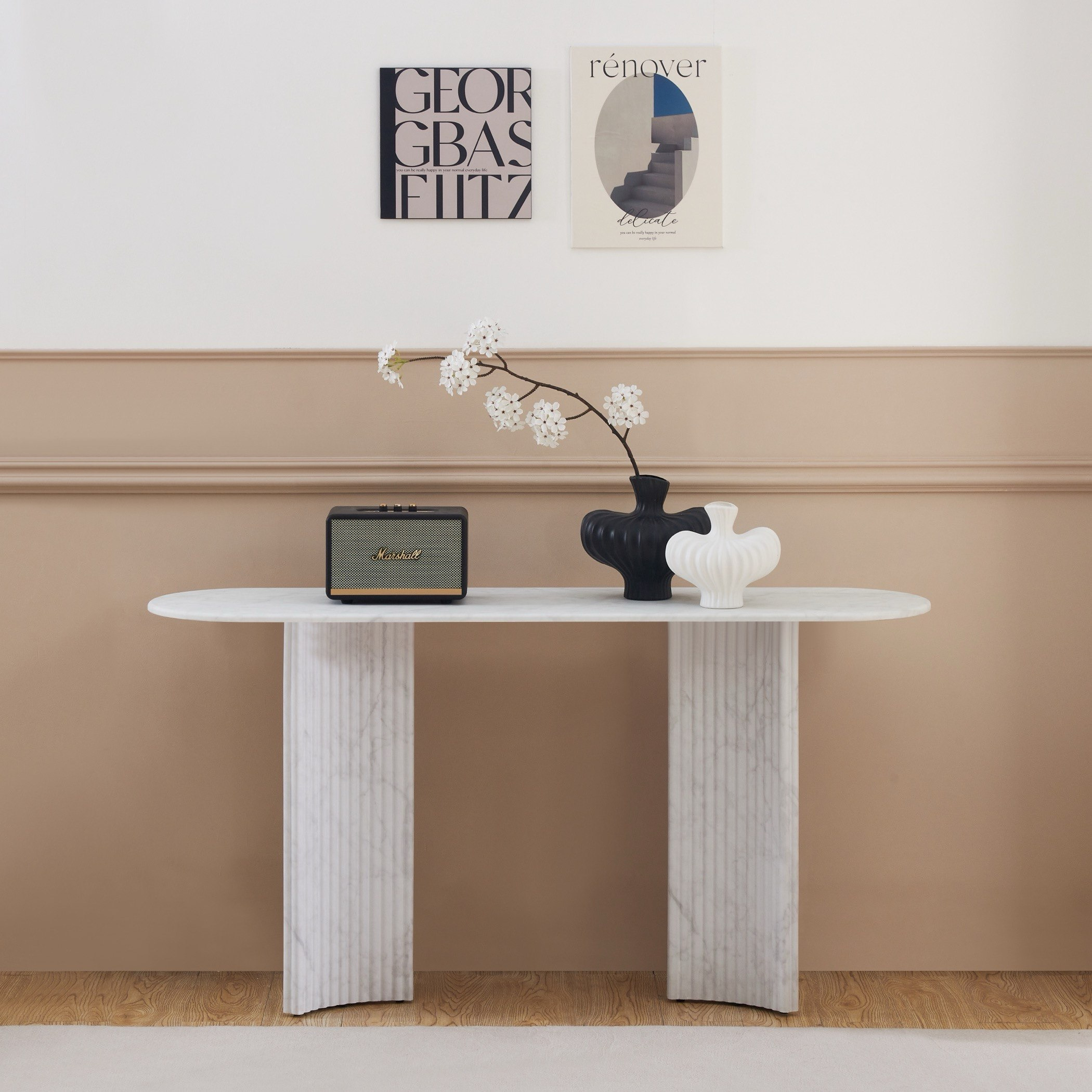 Scoop Marble Top Console Table-hbxfurniture-tablesandstands-consoletables-image-1