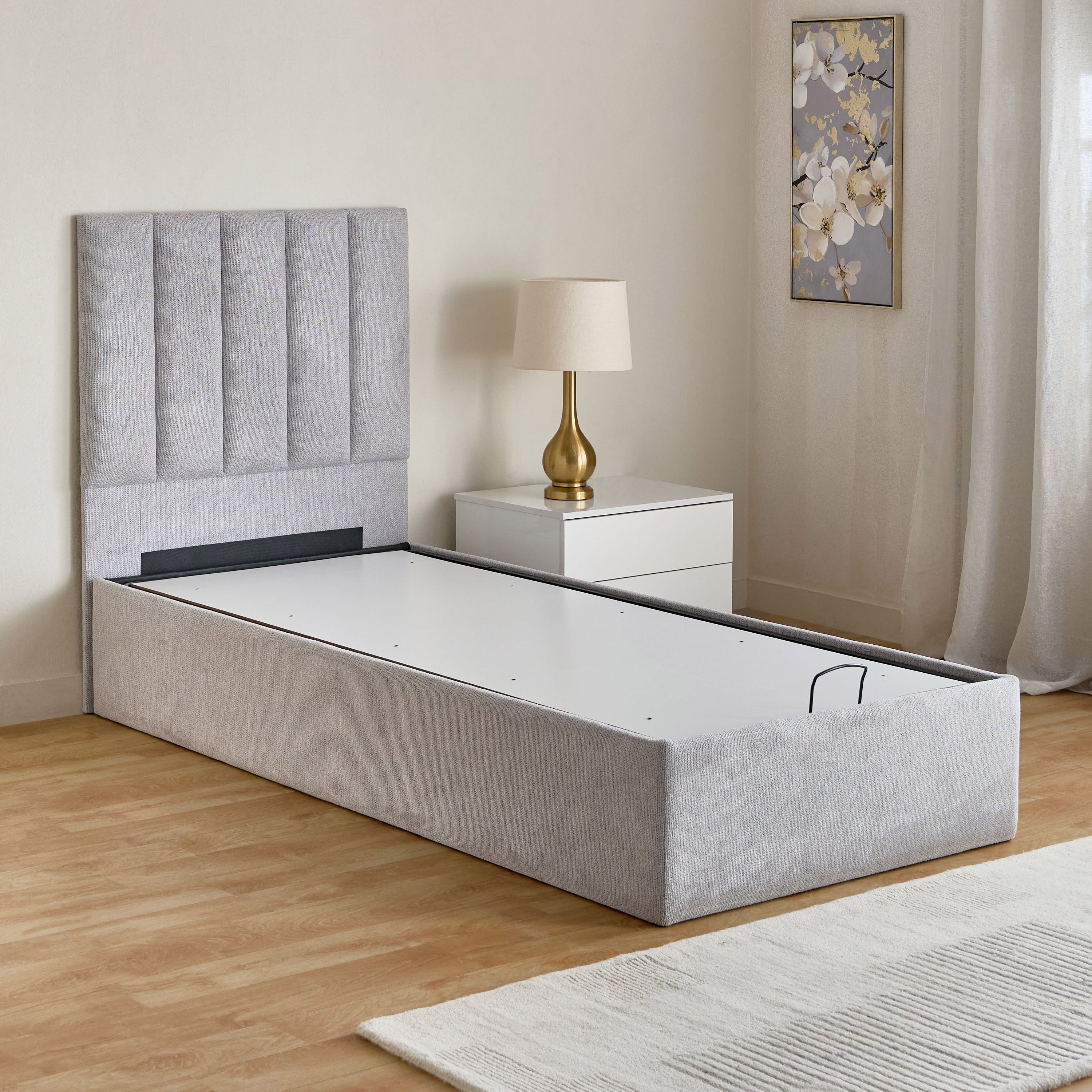 Movo-Bliss Upholstred Hydraulic Single Bed - 90x200 cm-hbxkidsandyouth-bedsandbedsets-beds-single-image-2