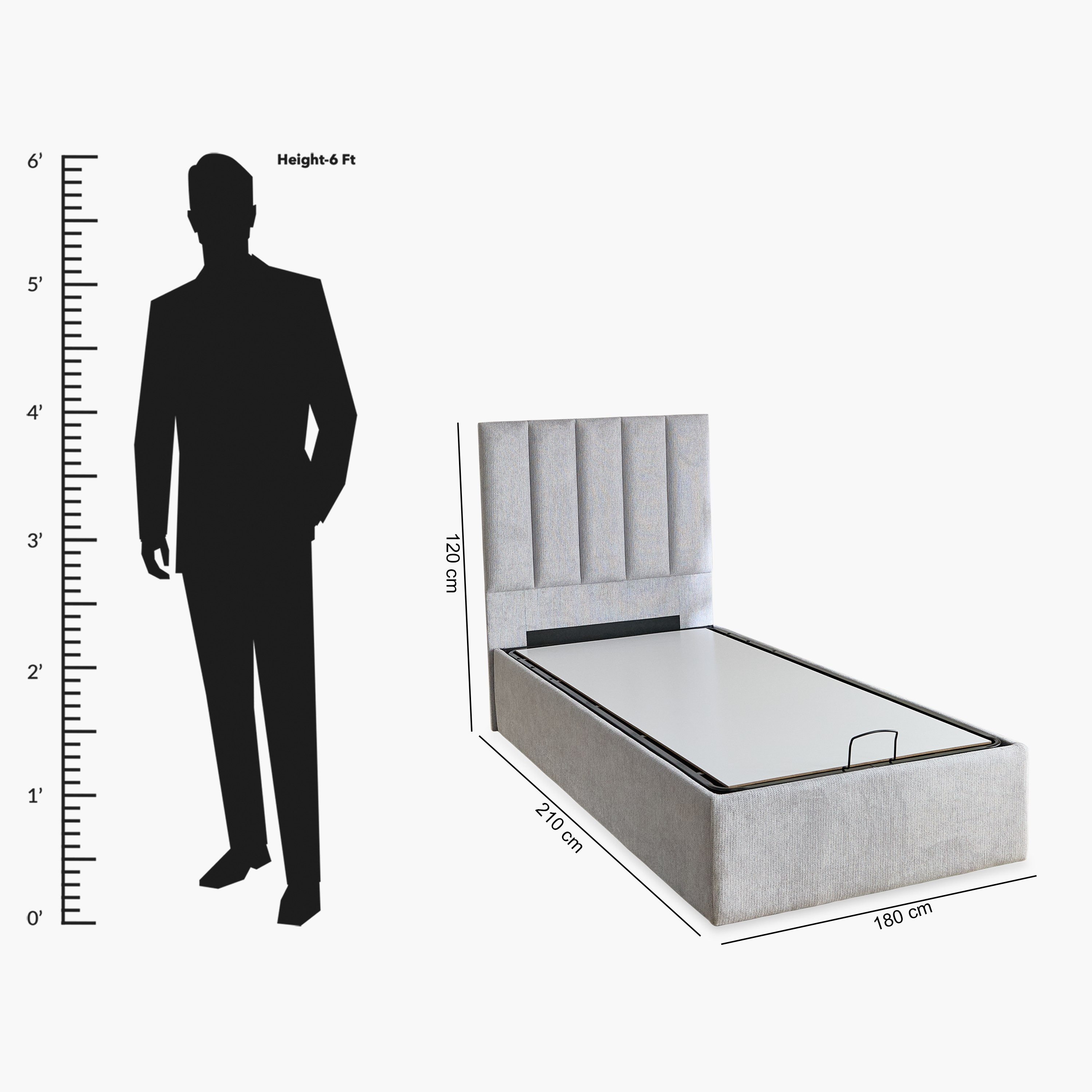 Movo-Bliss Upholstred Hydraulic Single Bed - 90x200 cm-hbxkidsandyouth-bedsandbedsets-beds-single-image-14