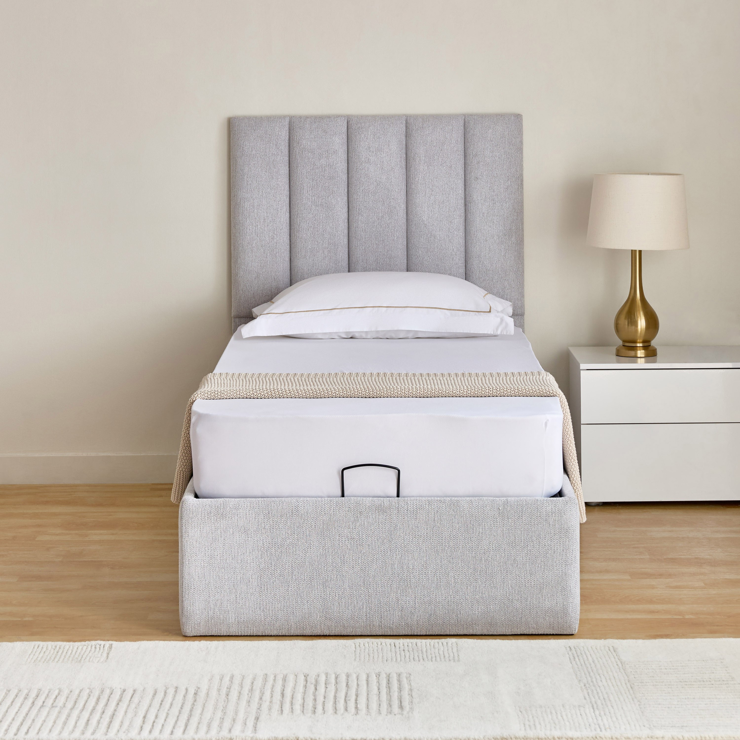 Movo-Bliss Upholstred Hydraulic Single Bed - 90x200 cm-hbxkidsandyouth-bedsandbedsets-beds-single-image-3