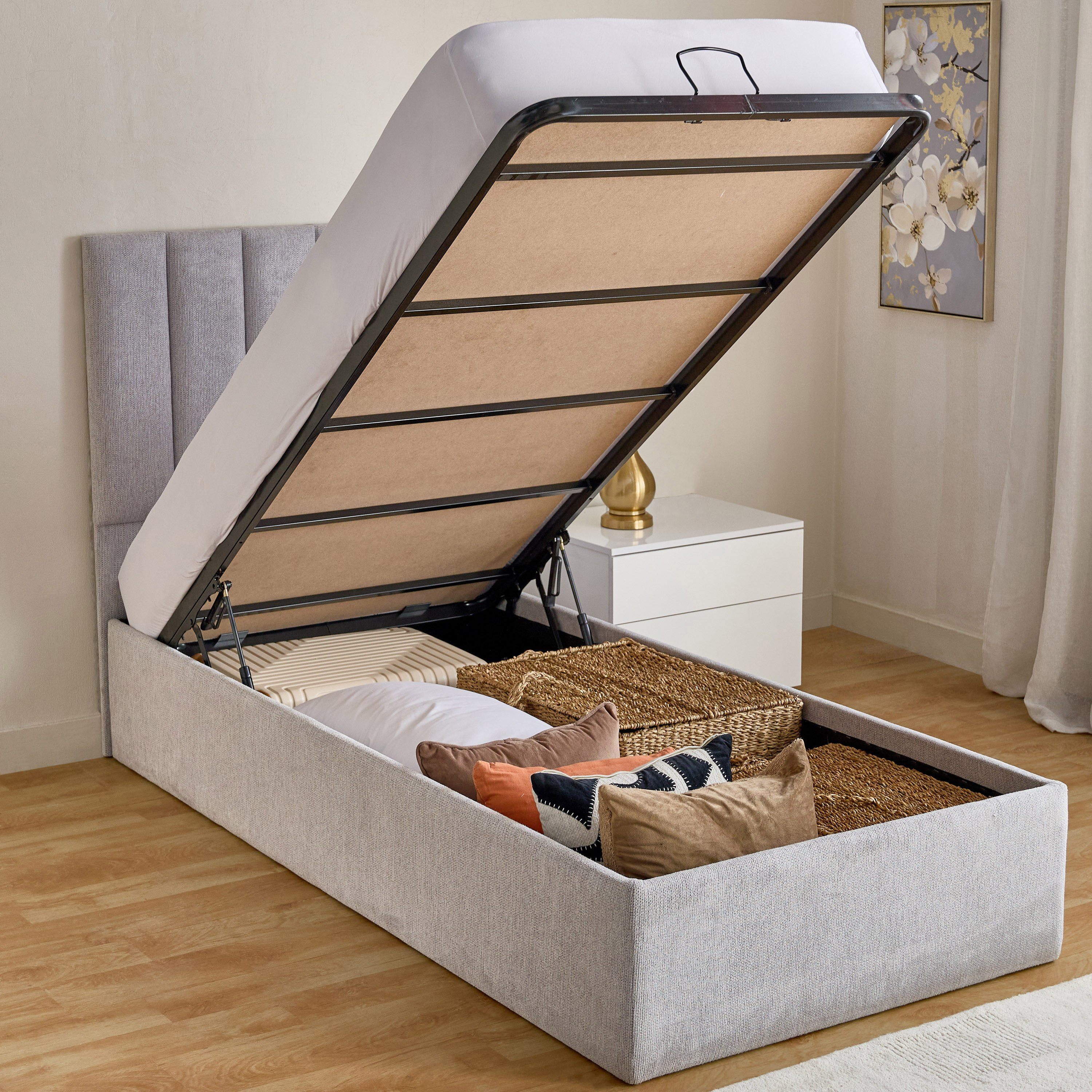 Movo-Bliss Upholstred Hydraulic Single Bed - 90x200 cm-hbxkidsandyouth-bedsandbedsets-beds-single-image-7