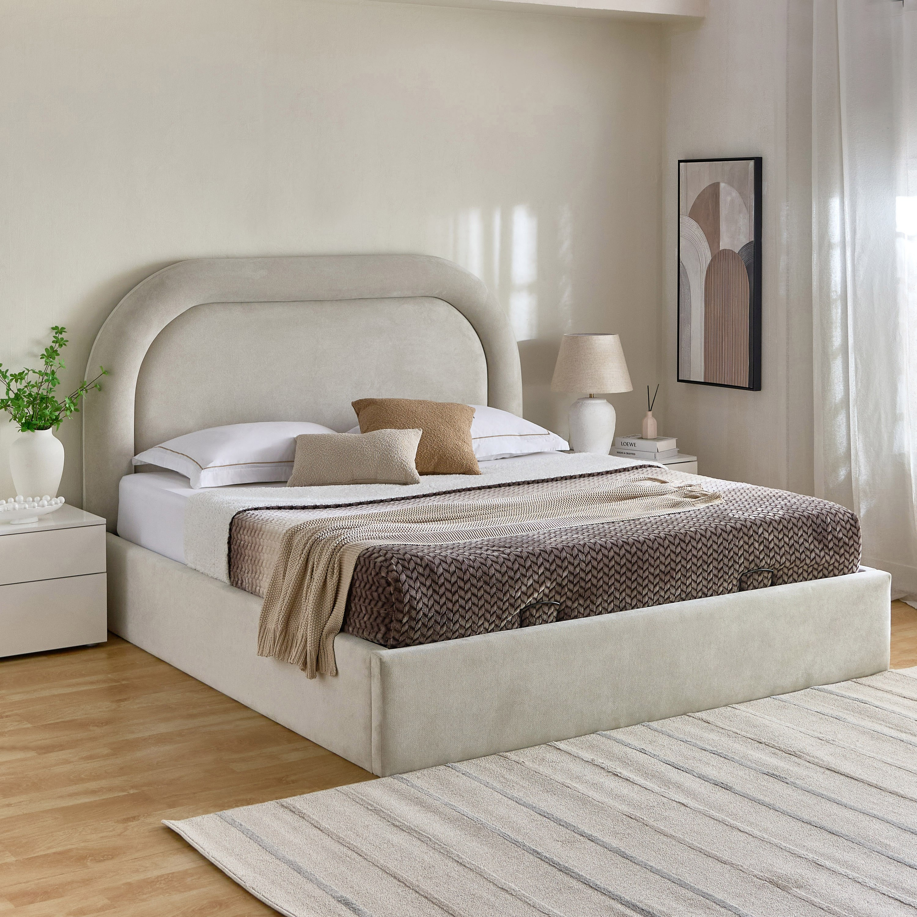 Movo-Fabio Florence Upholstered Hydraulic Queen Bed - 160x200 cm-hbxbedroom-bedsandbedsets-beds-queen-image-10