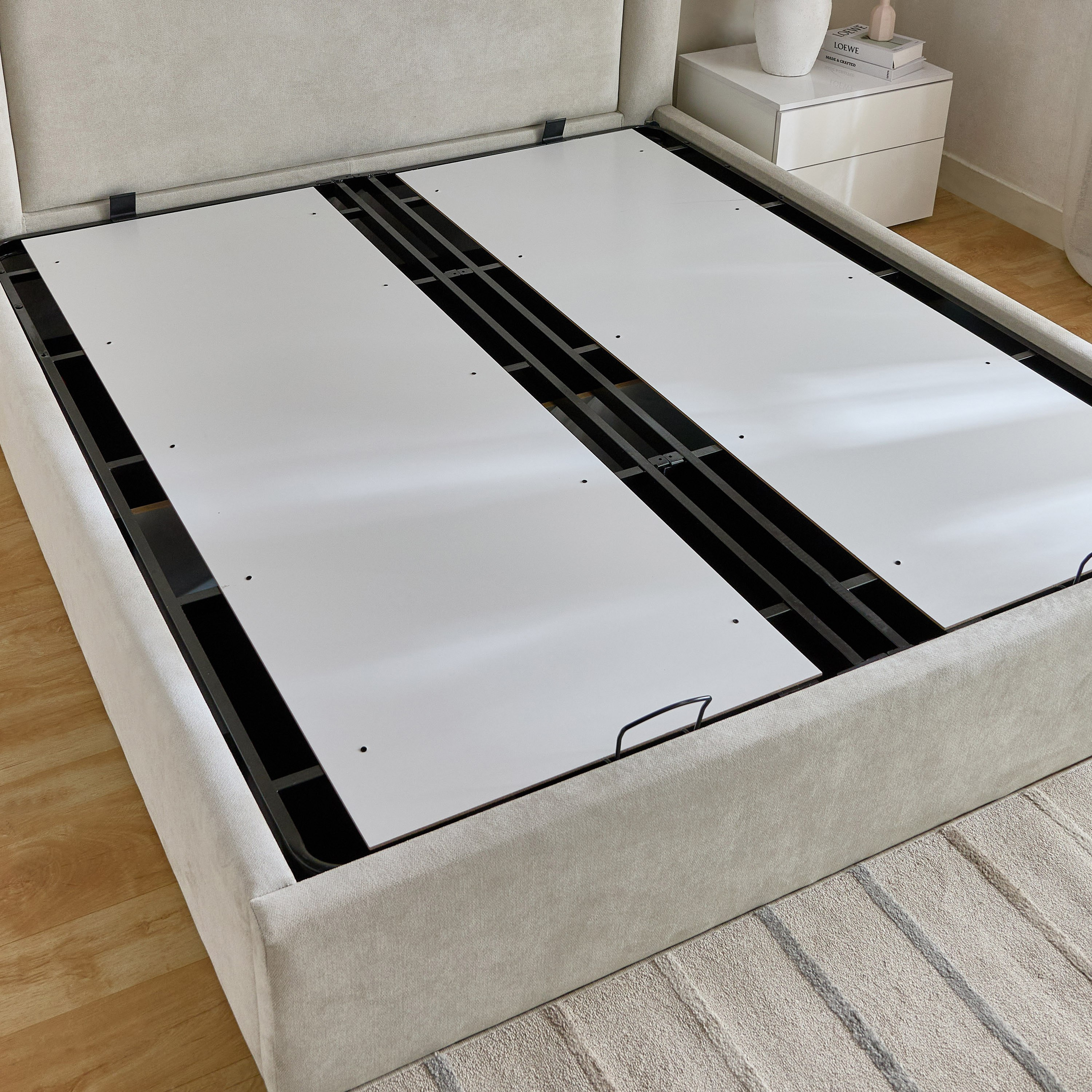 Movo-Fabio Florence Upholstered Hydraulic Queen Bed - 160x200 cm-hbxbedroom-bedsandbedsets-beds-queen-image-8