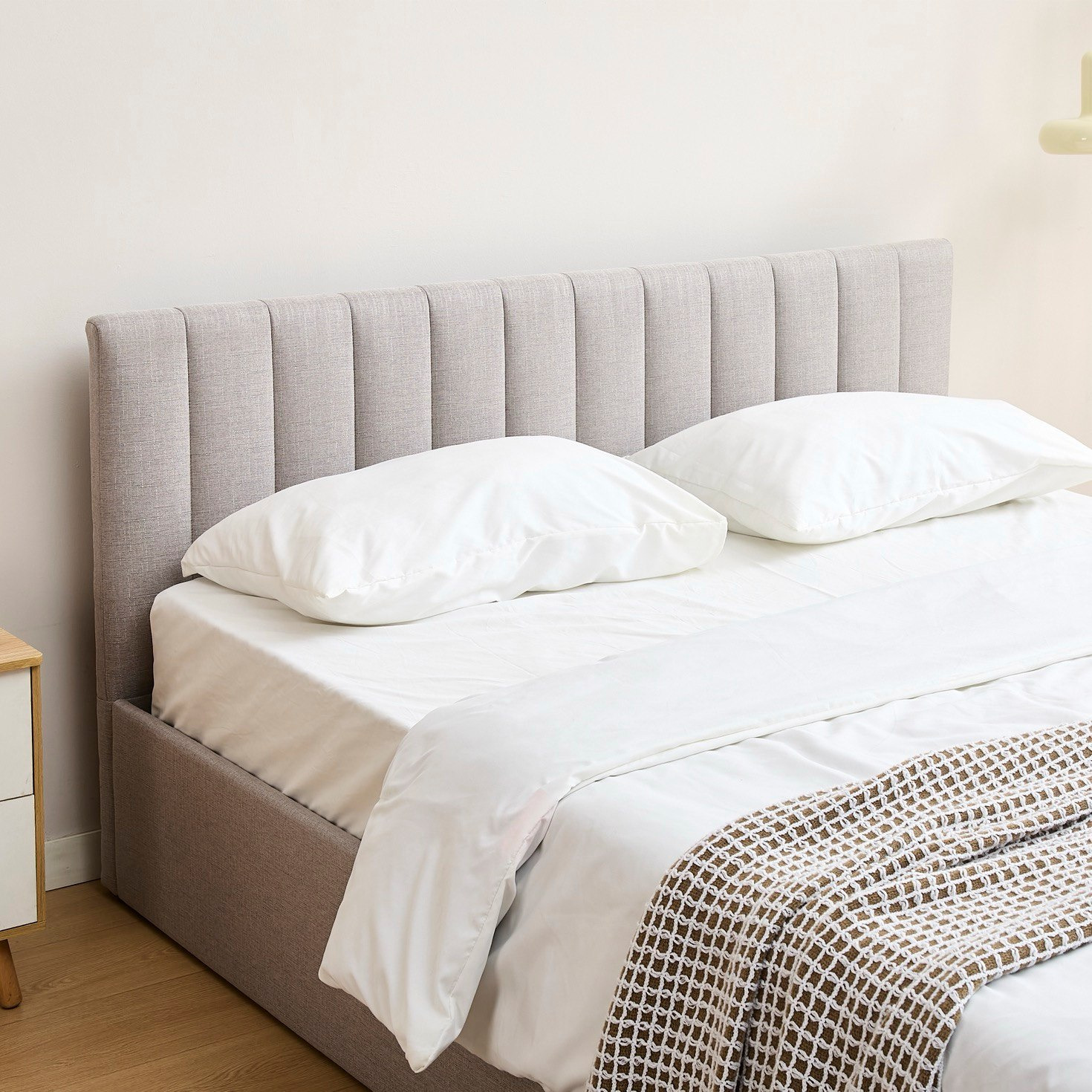 Movo Lasero Hydraulic Storage Upholstered Queen Bed - 160x200 cm-hbxbedroom-bedsandbedsets-beds-queen-image-6