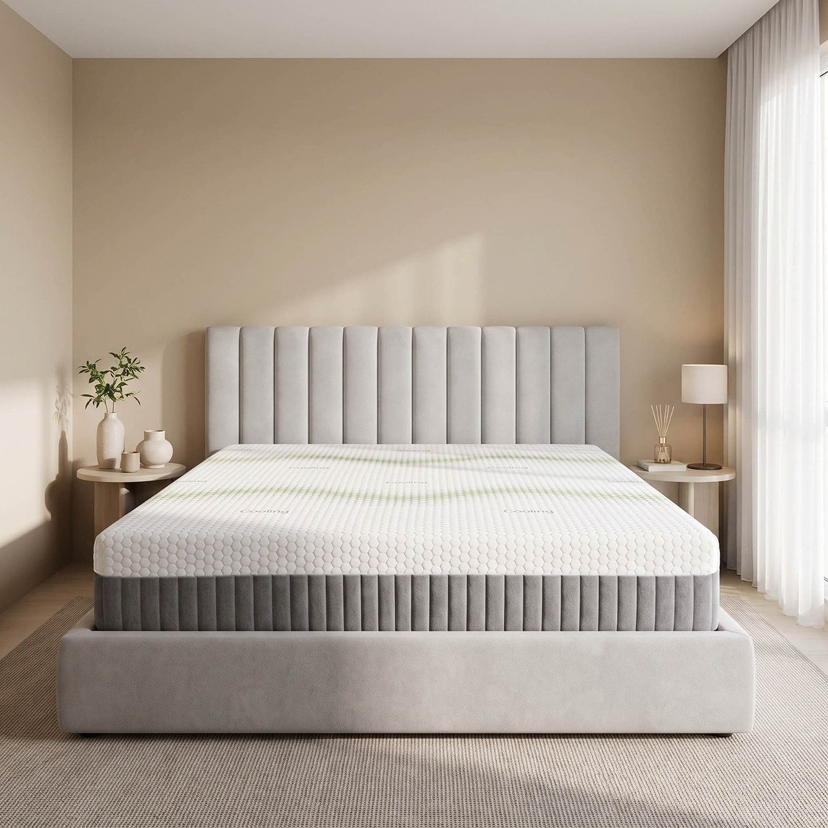 iSleepLuxe iCooltex Natura Latex Cooling Fabric Medium Firm Foam King Mattress - 180x200x25 cm-hbxfurniture-mattresses-king-image-3