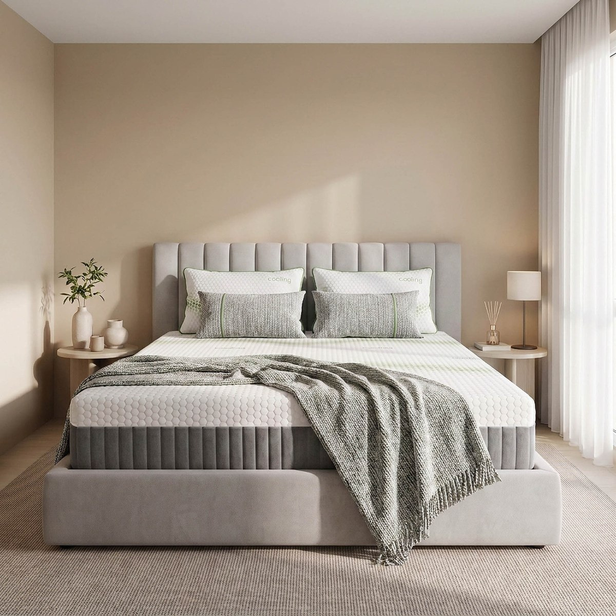 iSleepLuxe iCooltex Natura Latex Cooling Fabric Medium Firm Foam King Mattress - 180x200x25 cm-hbxfurniture-mattresses-king-image-4