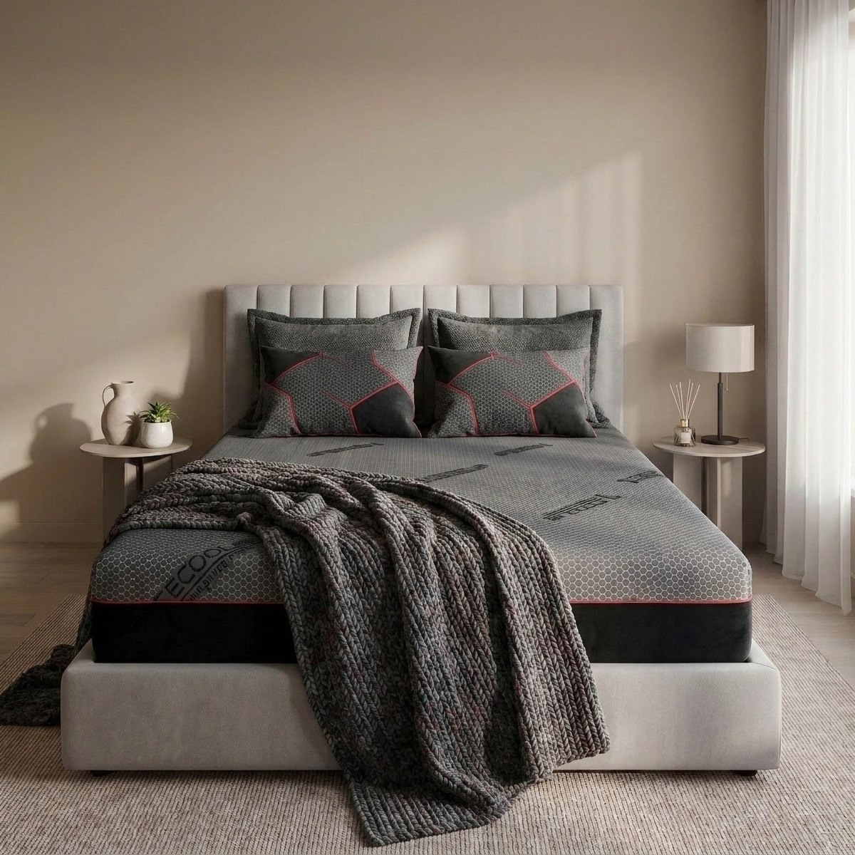 iSleepLuxe iCooltex Contour Air Memory Foam HR Cooling Fabric King Mattress - 180x200x20 cm-hbxfurniture-mattresses-king-image-4