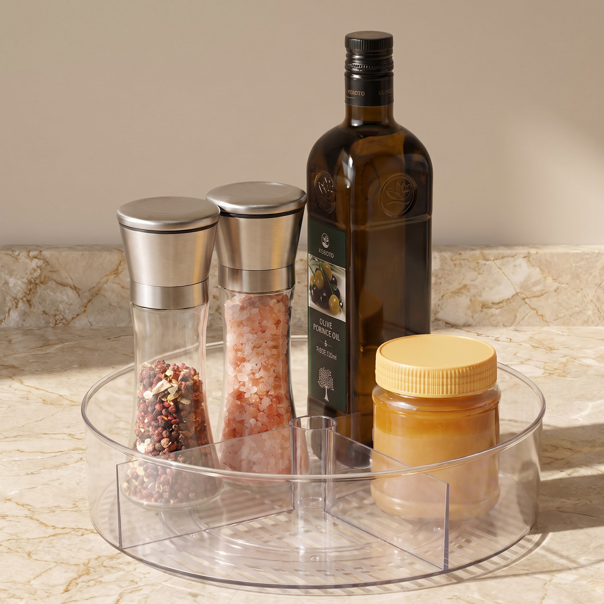 Sistematico Lazy Suzan Turn Table Partition Organiser - 29x8 cm-hbxdecorandfurnishings-tabletop-serveware-image-1