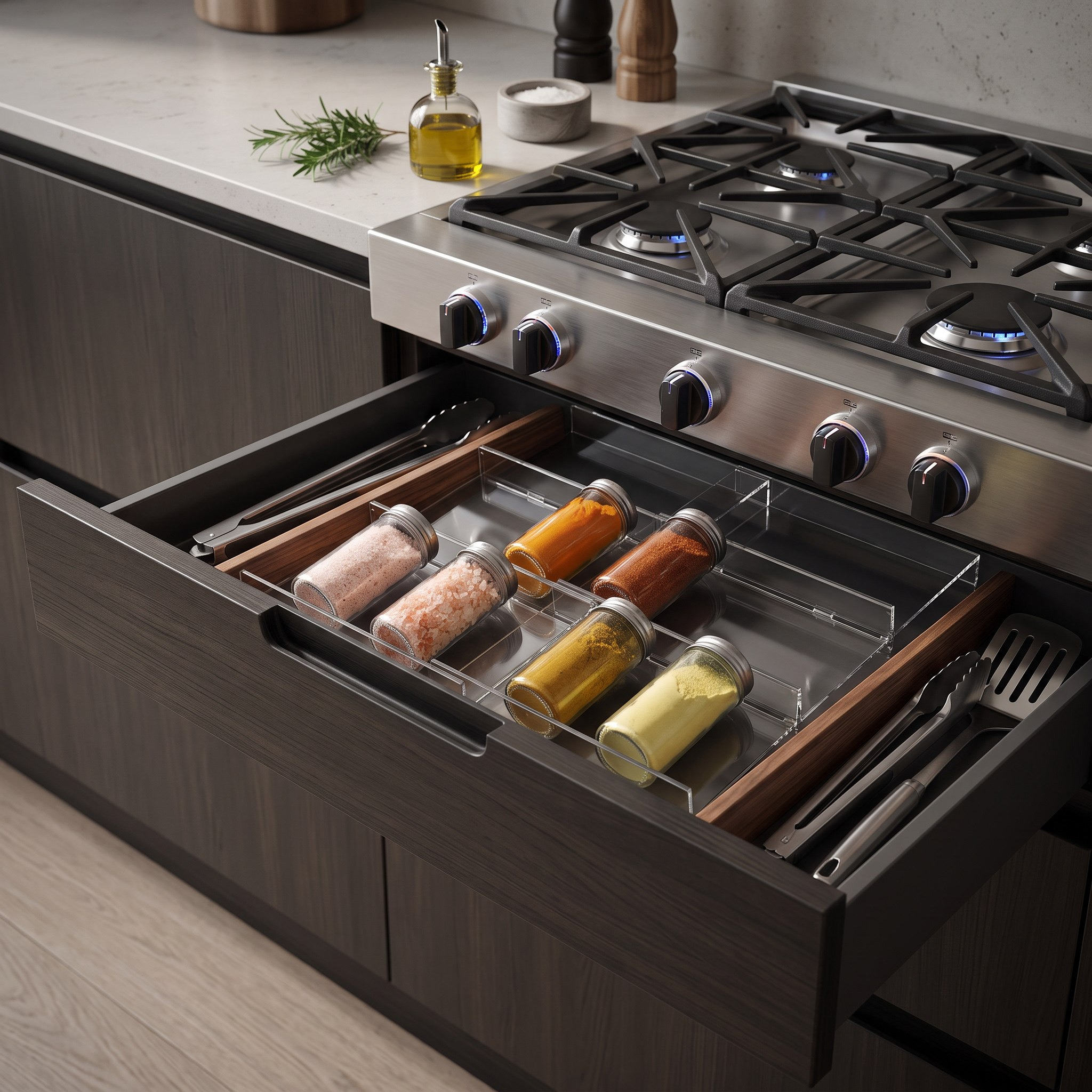 Omega 6-Piece Drawer Spice Rack Organizer Set - 38x42 cm-hbxkitchen-storage-condimentholders-image-3