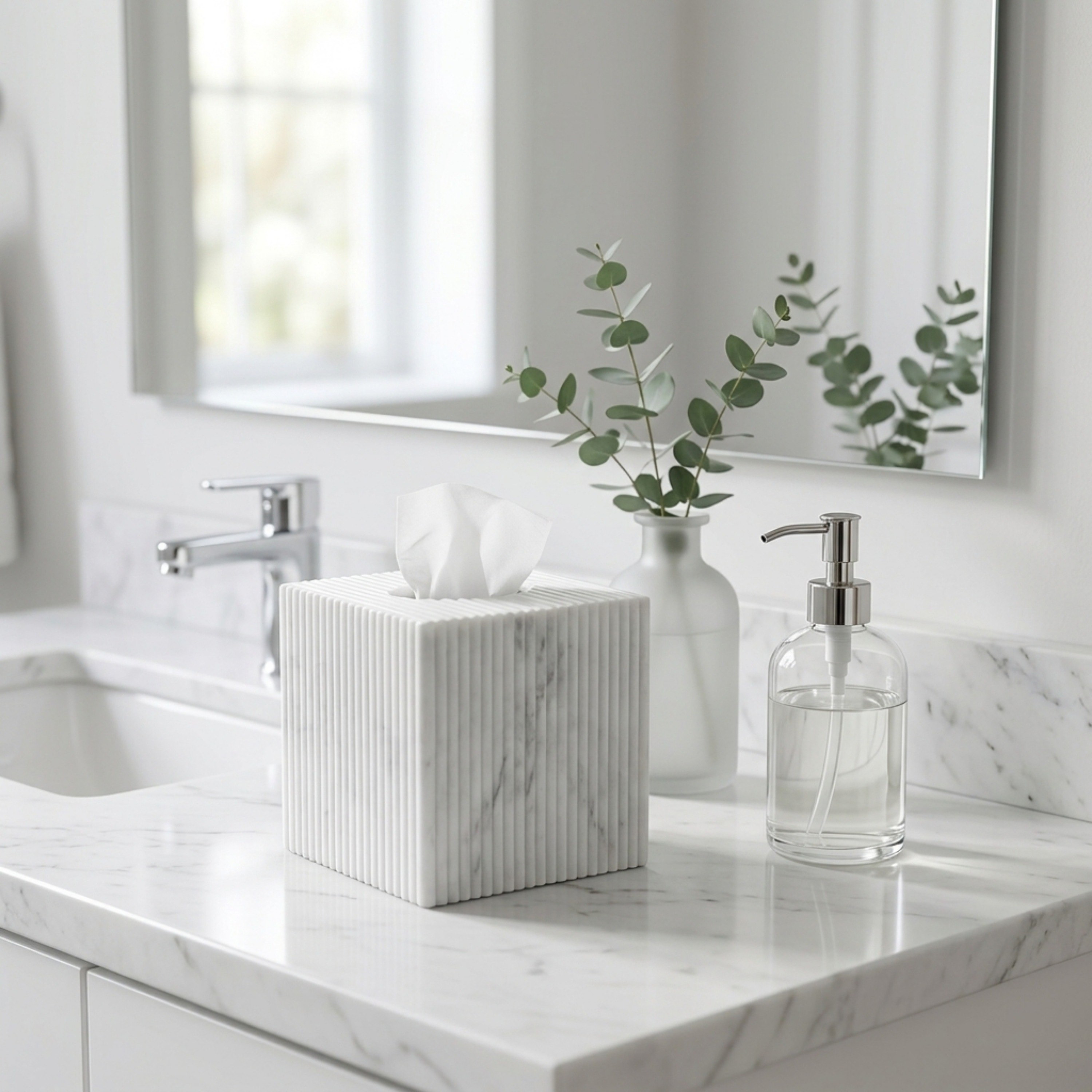 Arctic Resin Tissue Box - 14x14x15 cm-hbxhomeware-bathandlaundry-tissueboxesandcottonjars-image-1