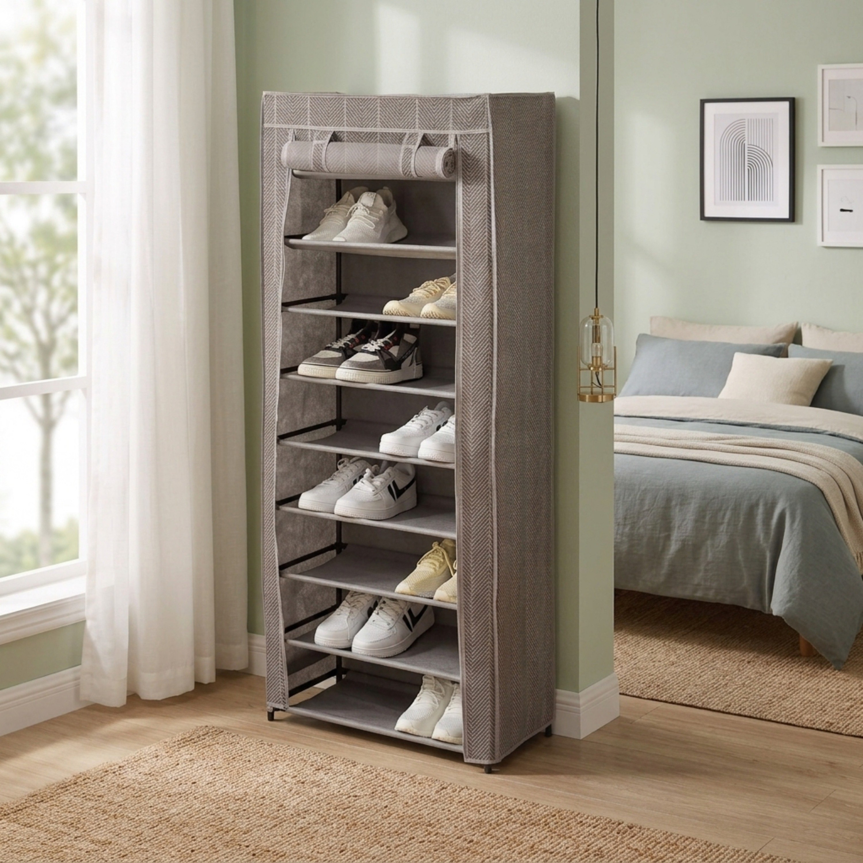 Nell 9-Tier Shoe Cabinet - 58x28x162 cm-hbxbedroom-shoecabinetsandracks-image-1