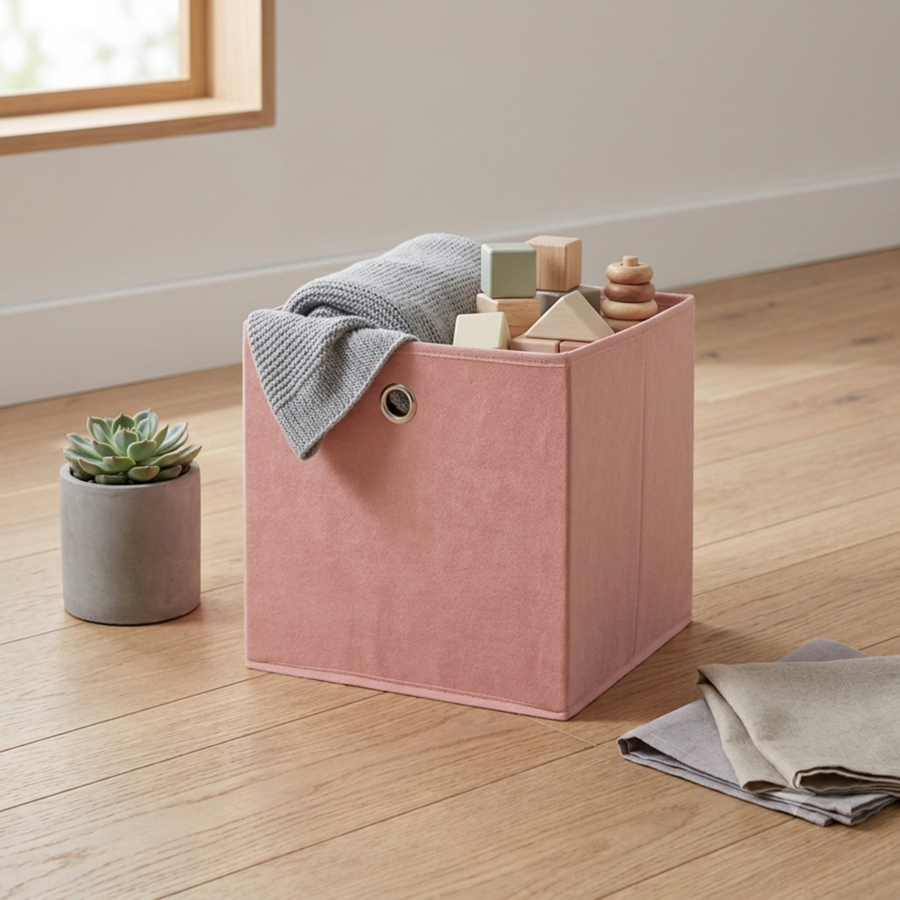 Mio Velvet Cube Box - 32x33x32 cm-hbxbedroom-bedroomaccessories-bedroomstorage-image-2
