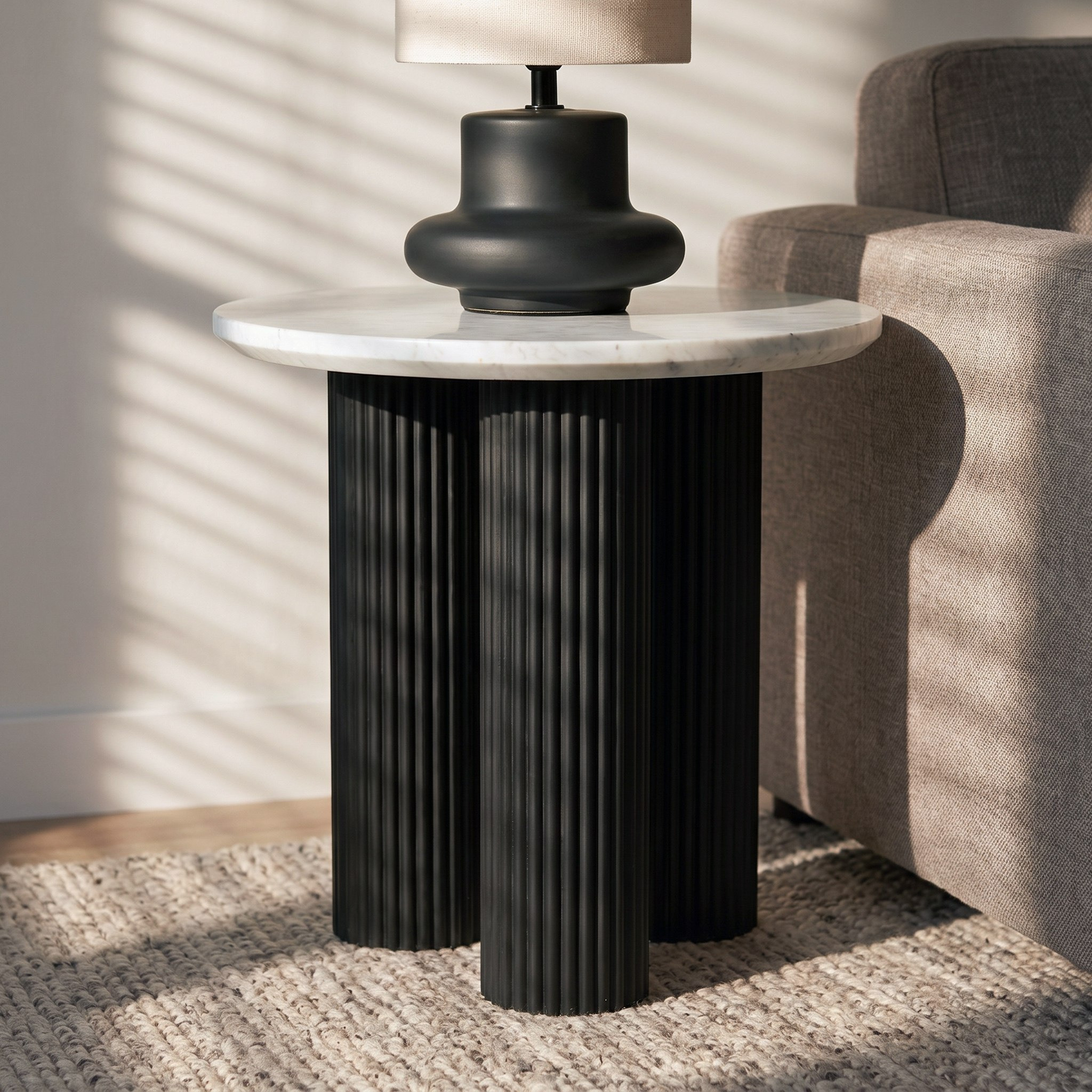 Cavon Darcy Nxt Genuine Marble Top End Table with Solid Wood Base-hbxfurniture-livingroom-endtables-image-1