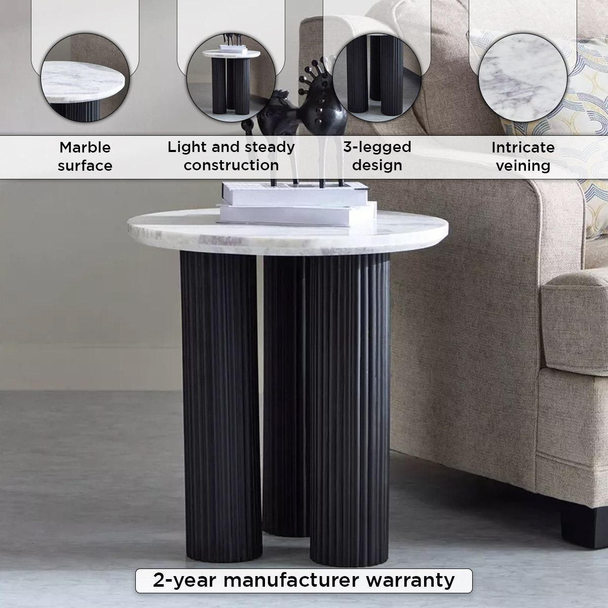 Cavon Darcy Nxt Genuine Marble Top End Table with Solid Wood Base-hbxfurniture-livingroom-endtables-image-5