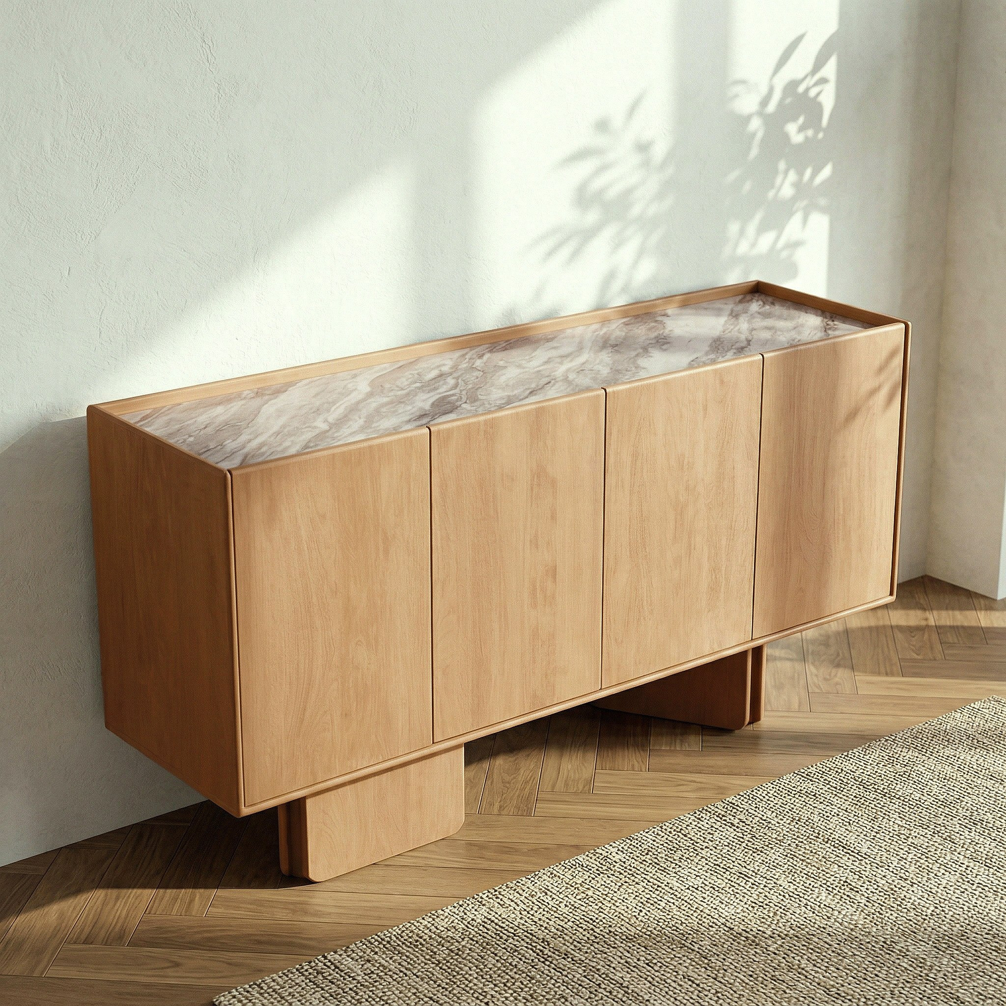 Cavon Bellmar 1.6 Meter 4-Door Solid Wood Sideboard with Genuine Marble Top-hbxfurniture-diningroom-buffetsandsideboards-image-1