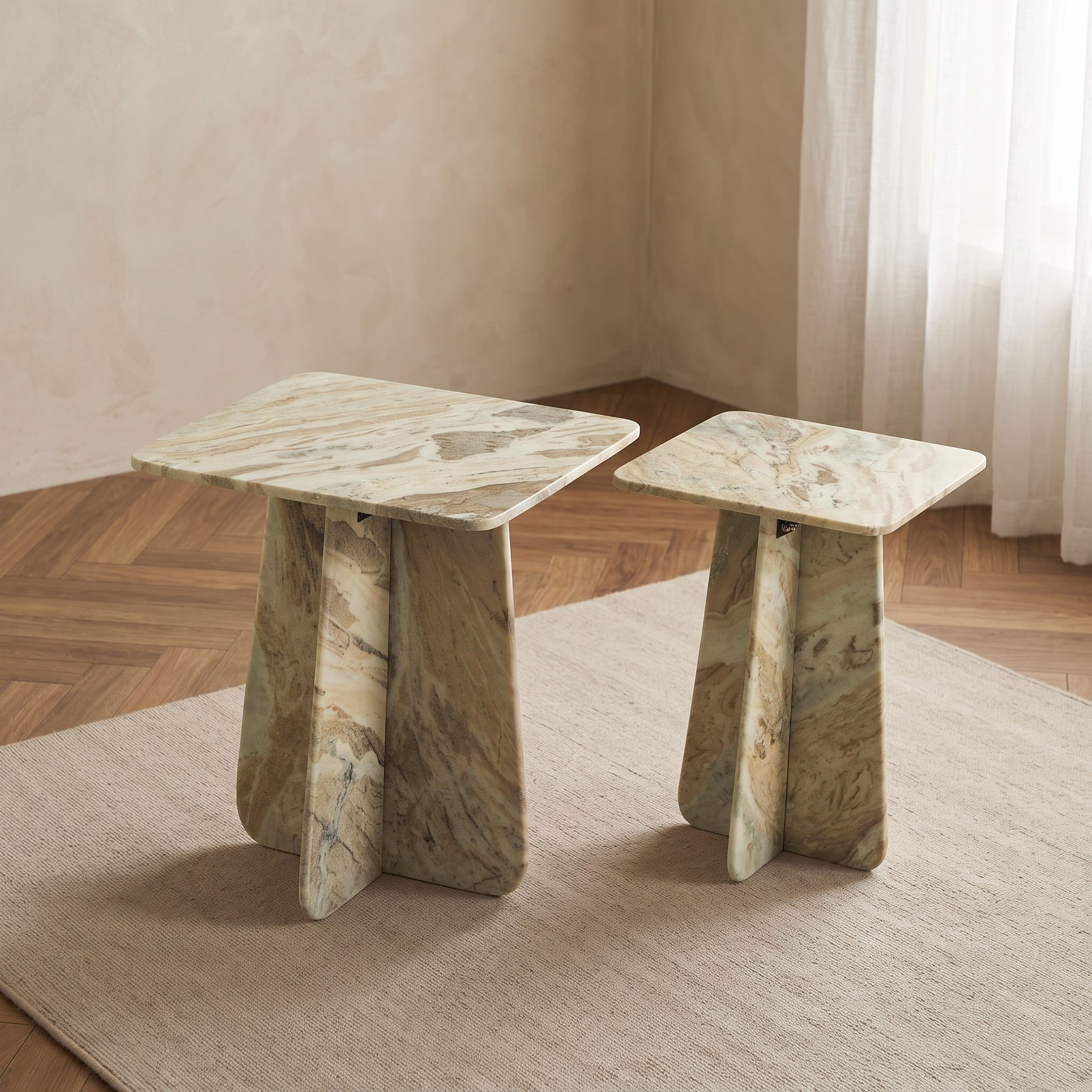 Reims Genuine Marble Nesting Table - Set of 2-hbxfurniture-livingroom-nestingtables-image-1