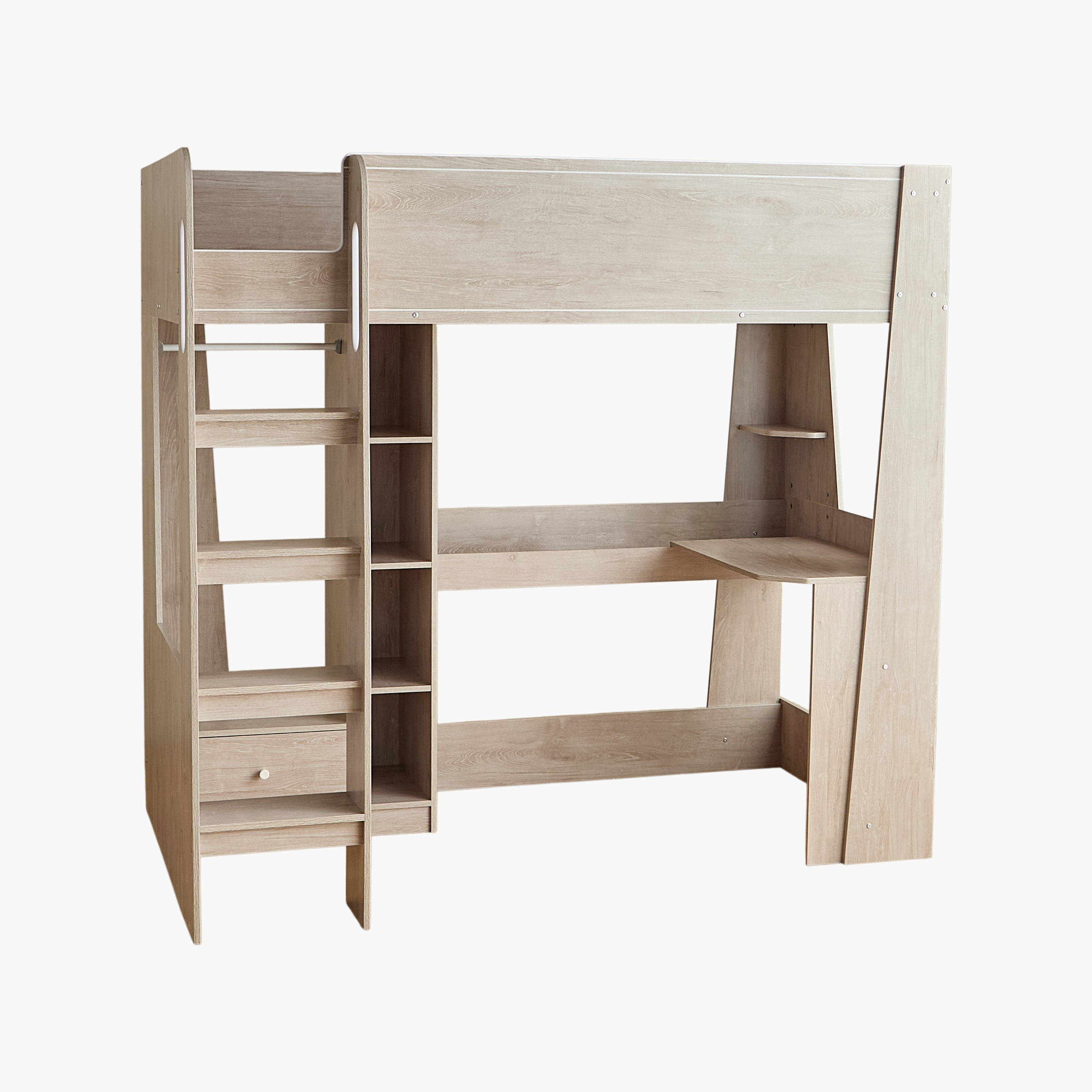 Movo Vanilla Halmstad Loft Bed with Storage and Ladder - 90x190 cm-hbxkidsandyouth-bedsandbedsets-bunkbeds-single-image-9
