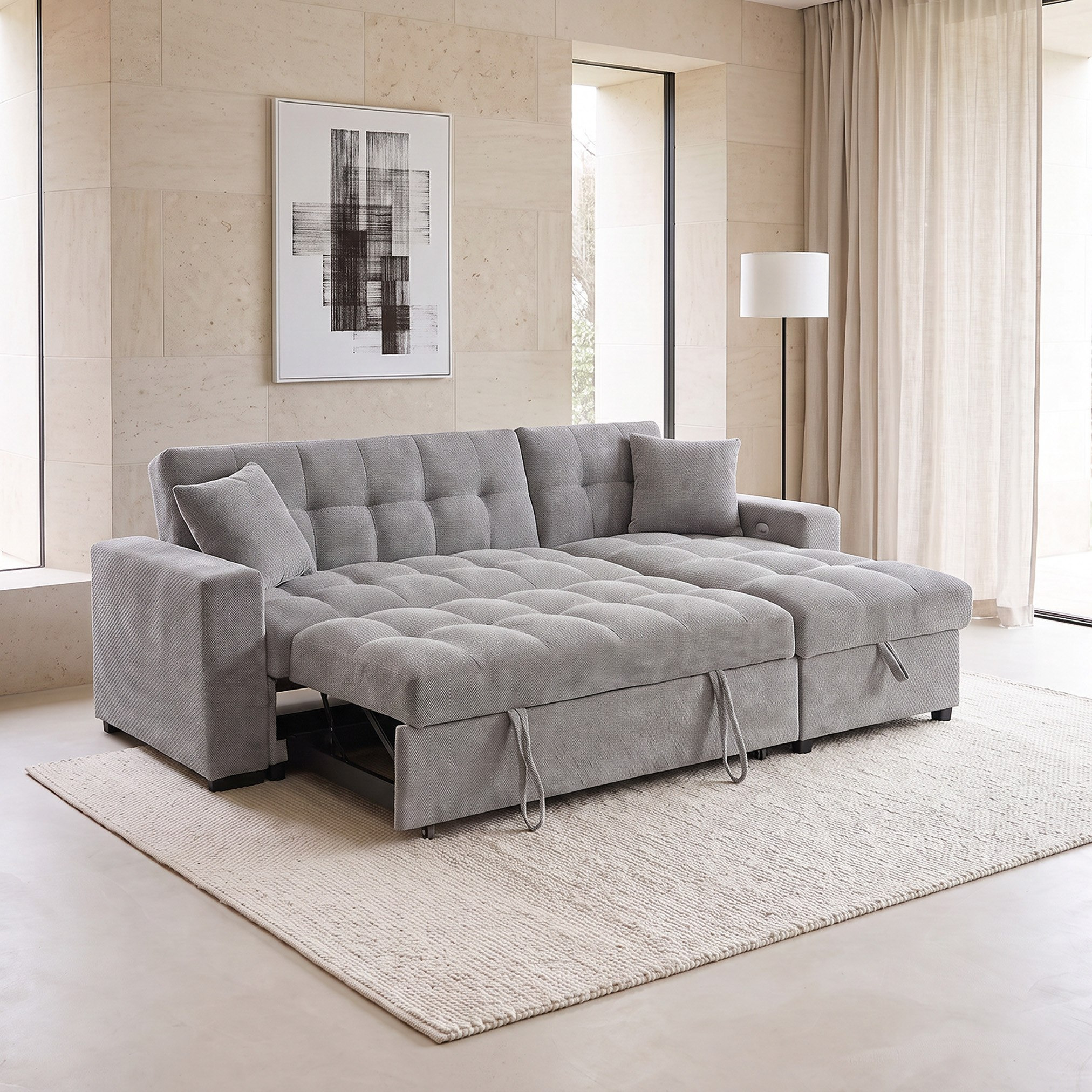 Movo LuxeLift 3-Seater 2-Cushion Reversible Corner Sofa Bed with Chaise Storage and USB-C Charging-hbxfurniture-sofasandarmchairs-sofabeds-image-2