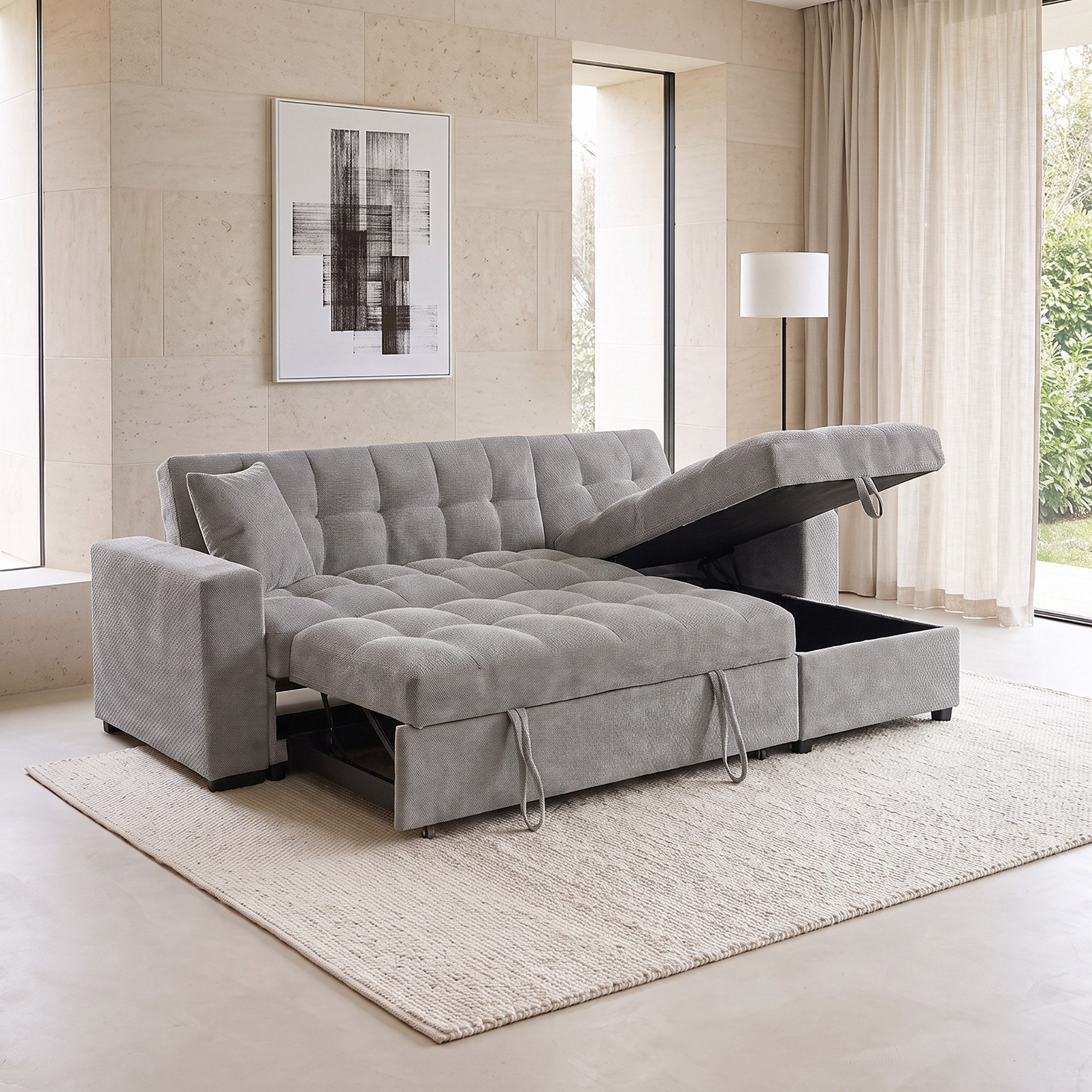 Movo LuxeLift 3-Seater 2-Cushion Reversible Corner Sofa Bed with Chaise Storage and USB-C Charging-hbxfurniture-sofasandarmchairs-sofabeds-image-5
