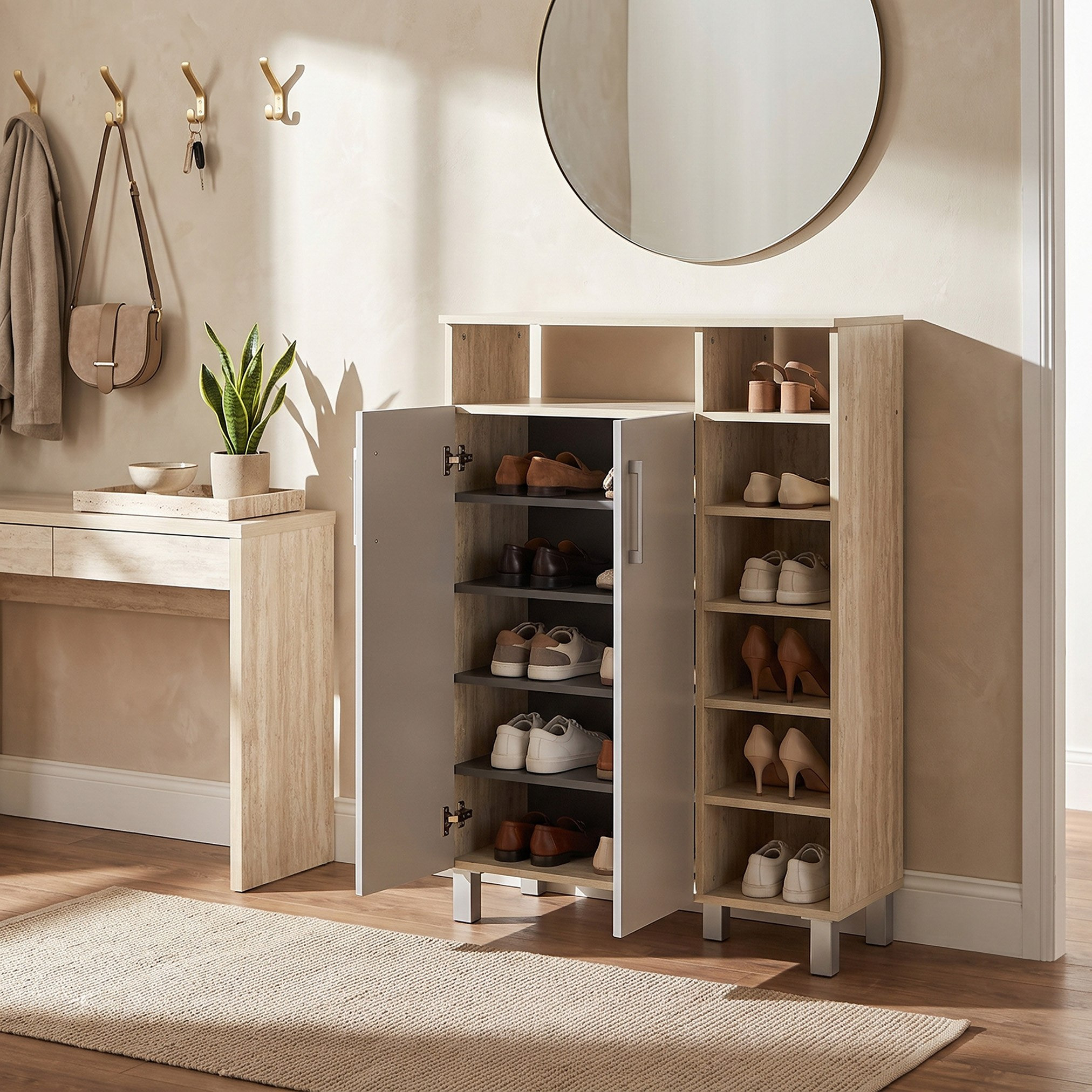 Movo Patara 22-Pair Shoe Cabinet with 2 Doors and Open Shelf-hbxbedroom-shoecabinetsandracks-image-1