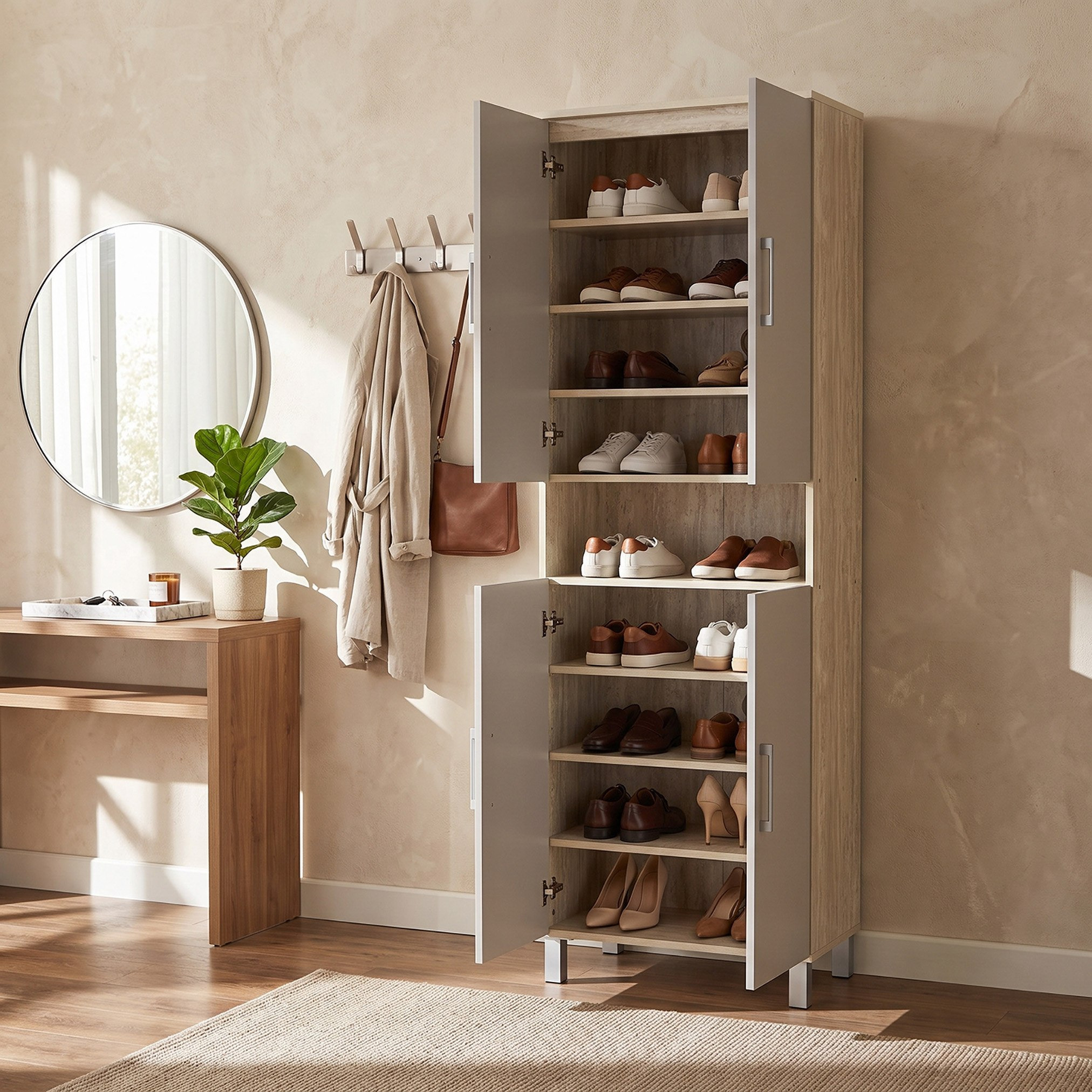 Movo Patara 26-Pair Shoe Cabinet with 4 Doors and Open Shelf-hbxbedroom-shoecabinetsandracks-image-1