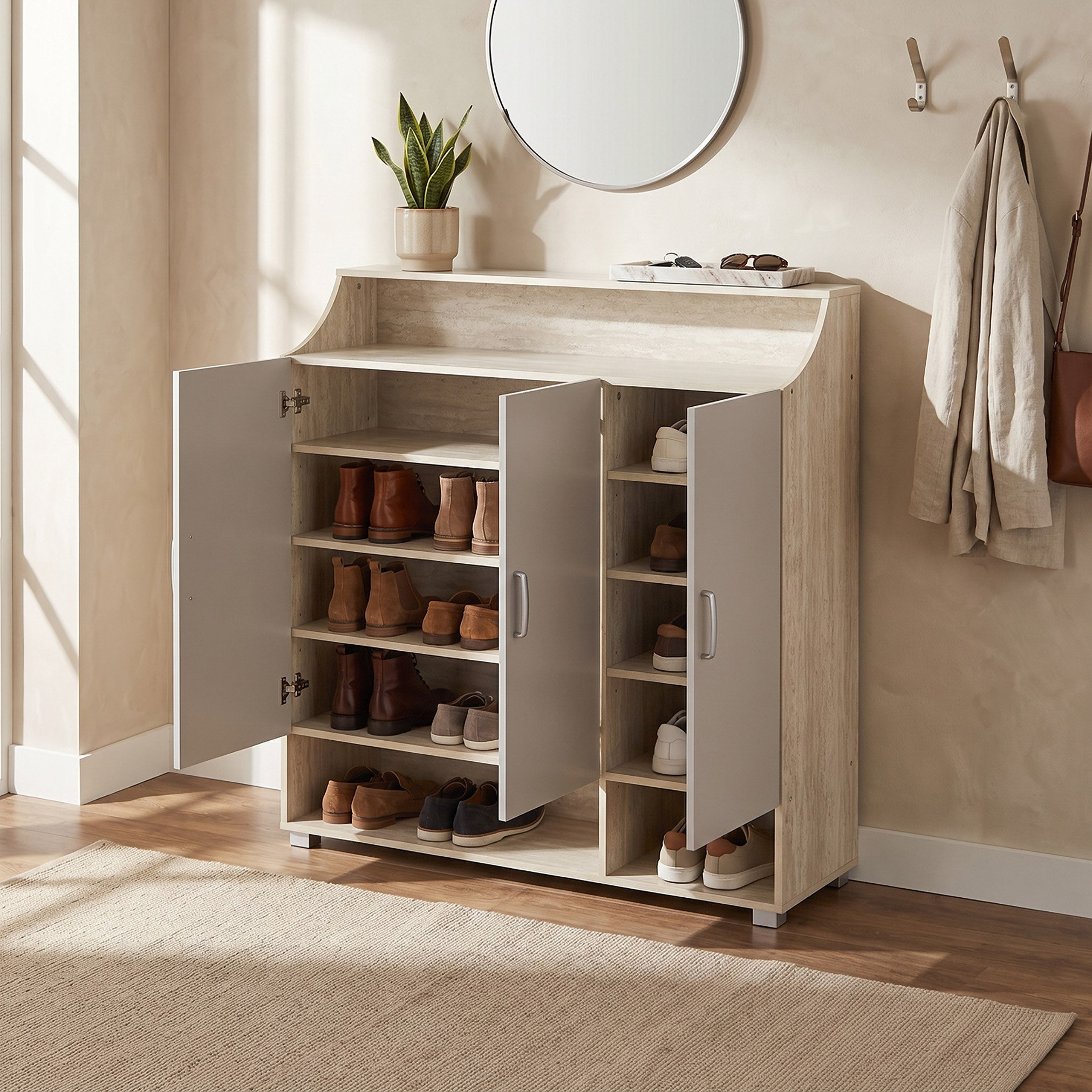 Capri Emotion 28-Pair Shoe Cabinet with 3 Doors-hbxbedroom-shoecabinetsandracks-image-1