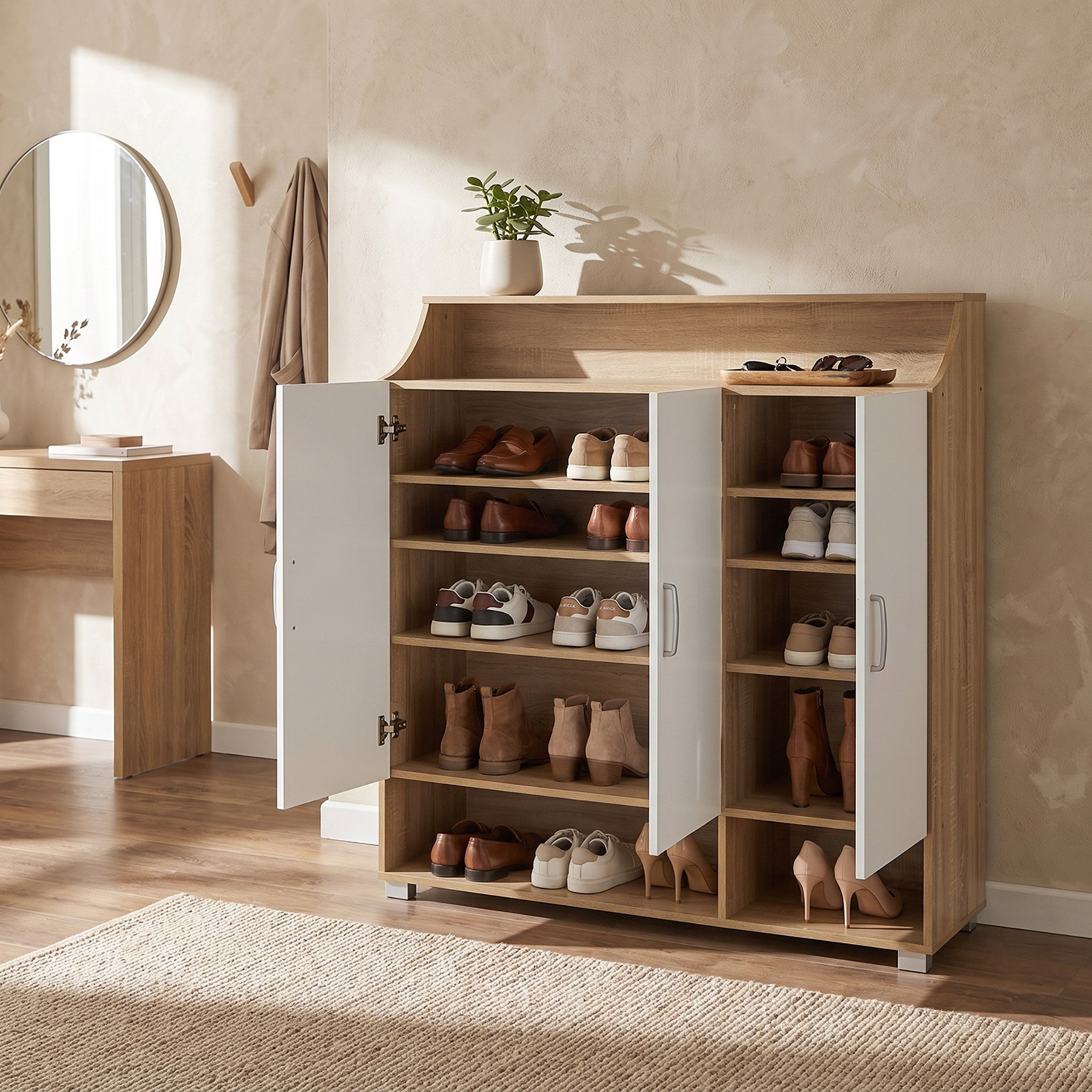 Capri Emotion 28-Pair Shoe Cabinet with 3 Doors-hbxbedroom-shoecabinetsandracks-image-1