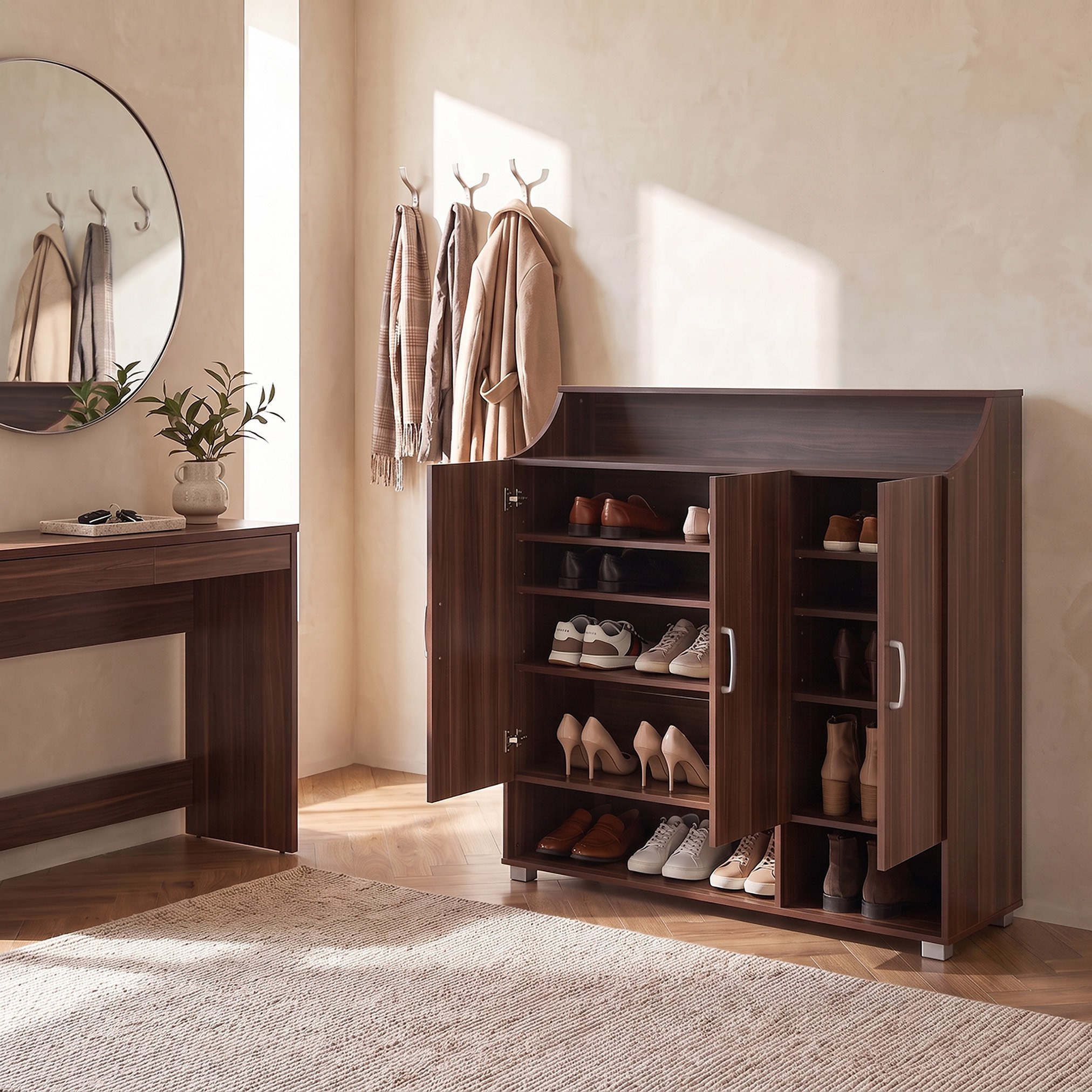 Capri Emotion 28-Pair Shoe Cabinet with 3 Doors-hbxbedroom-shoecabinetsandracks-image-1