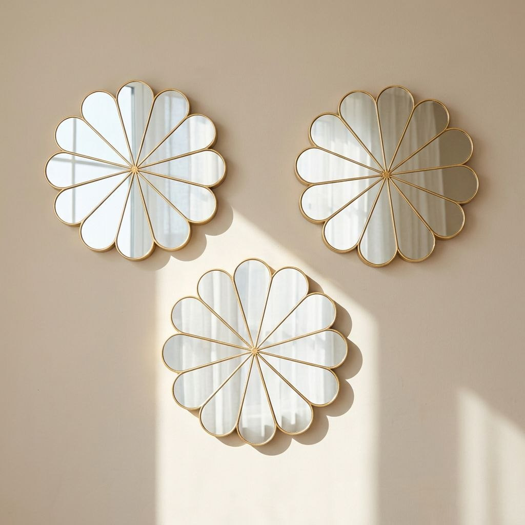 Ebern 3-Piece Flower Mirror Set - 25 cm-hbxhomeware-hbxdecorandfurnishings-image-1