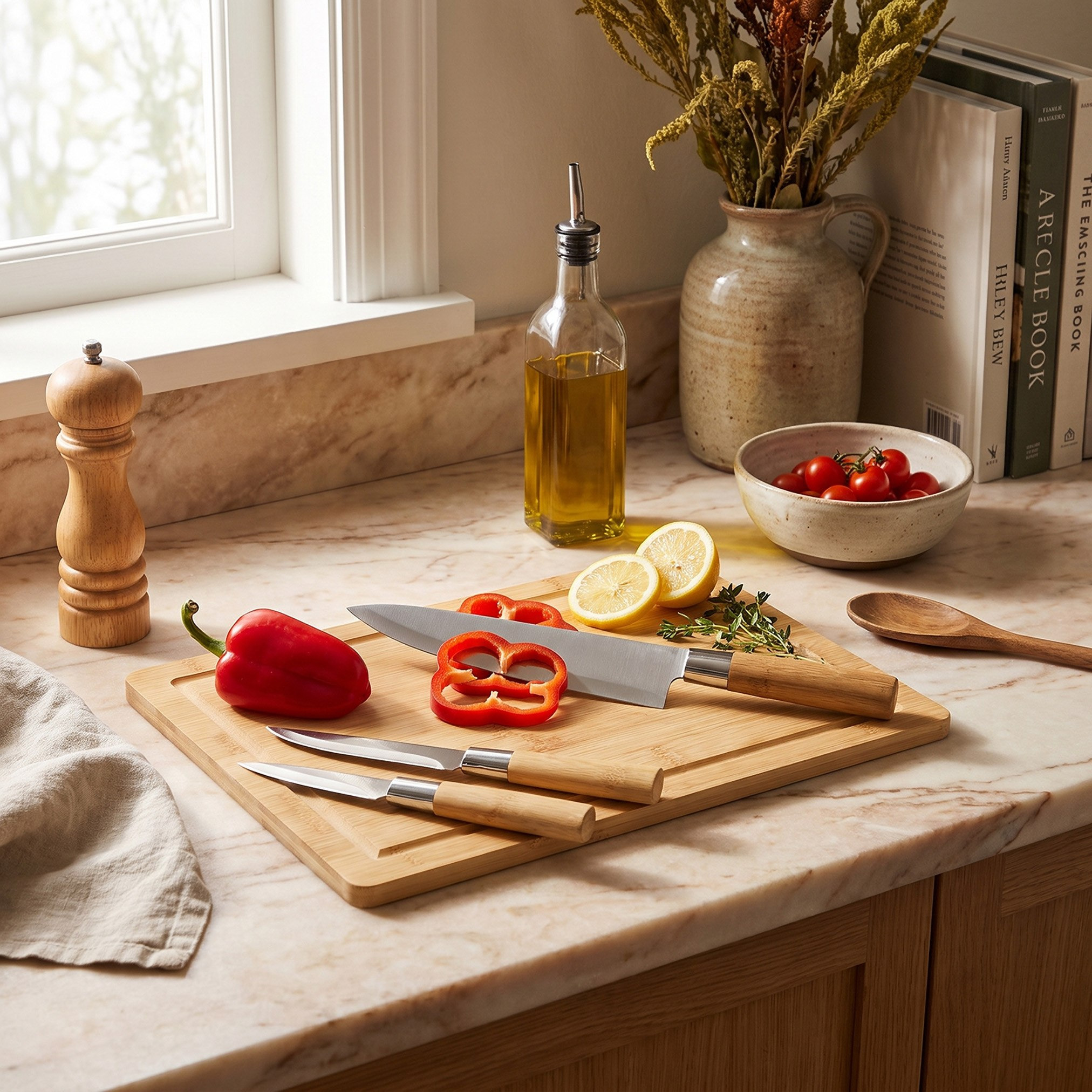 Eco Grip 4-Piece Knife and Bamboo Cutting Board Set-hbxkitchen-kitchenware-choppingboards-image-5