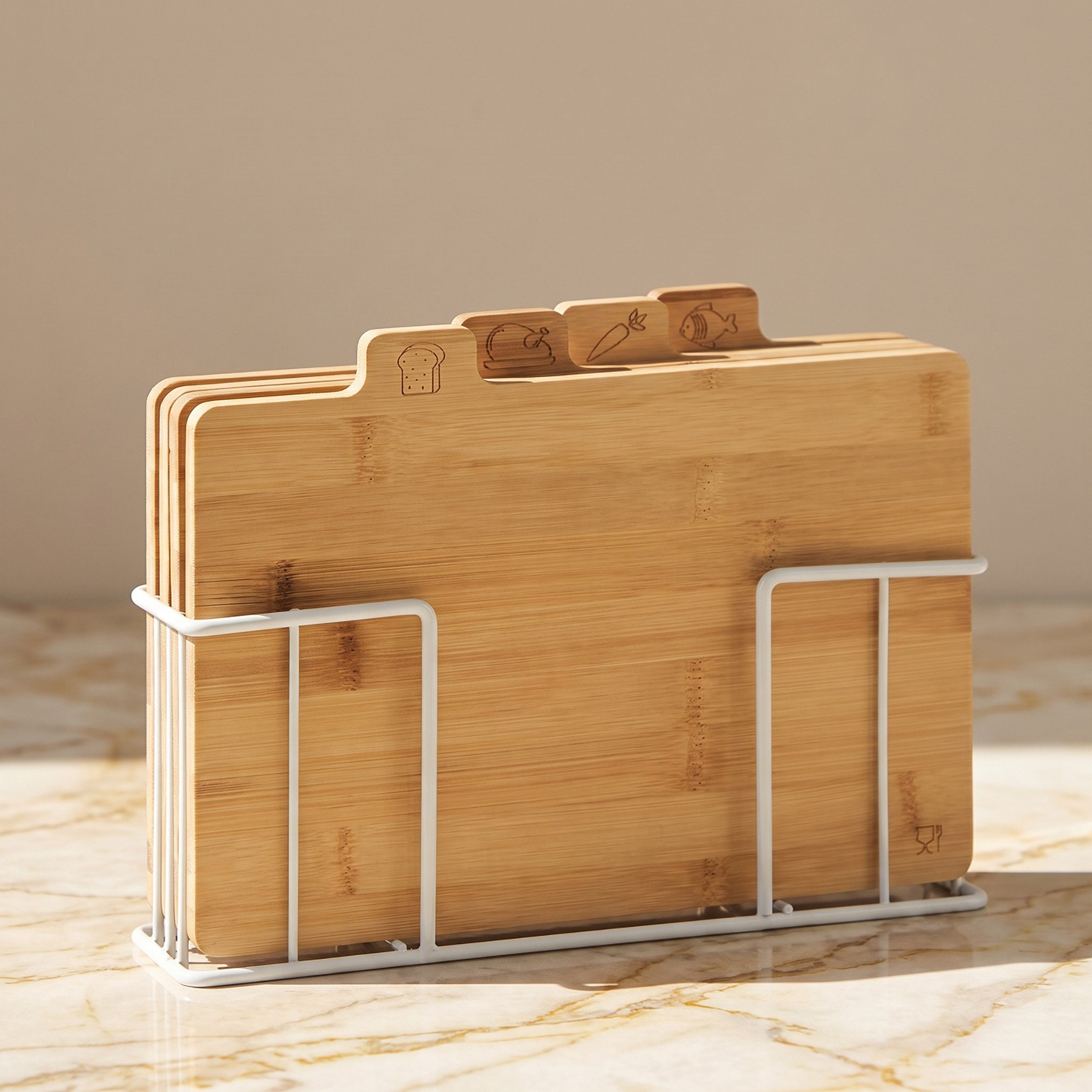 Naturalle 5-Piece Bamboo Cutting Board and Holder Set-hbxkitchen-kitchenware-choppingboards-image-1