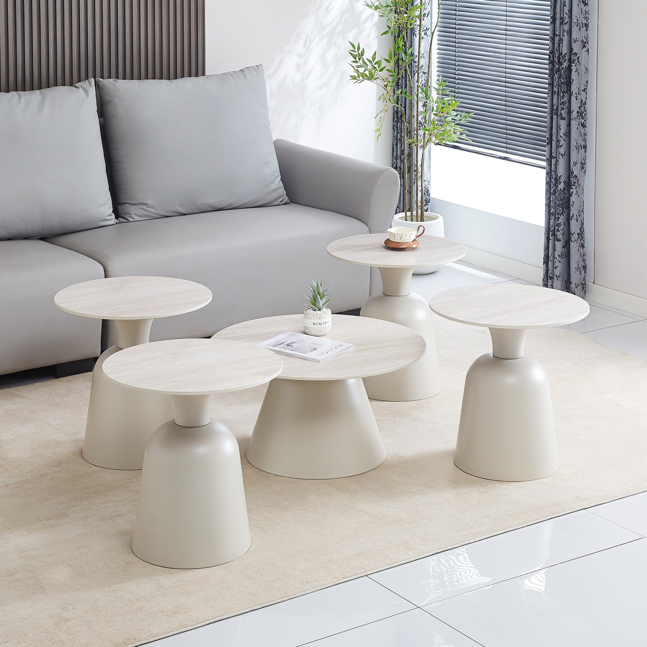Movo-Zabilla Palencia 5-Piece Sintered Stone Coffee Table and Side Table Set-hbxlivingroom-tablesandstands-coffeetables-image-1