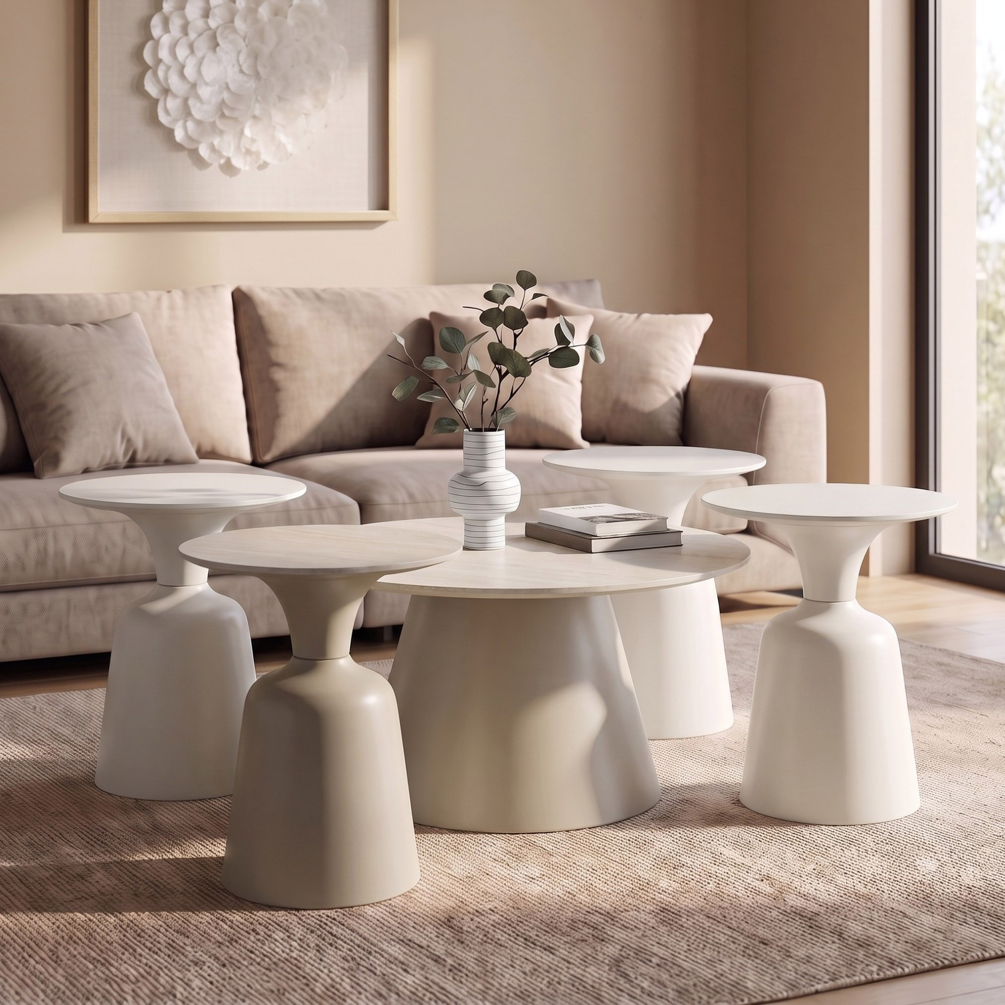 Movo-Zabilla Palencia 5-Piece Sintered Stone Coffee Table and Side Table Set-hbxlivingroom-tablesandstands-coffeetables-image-1