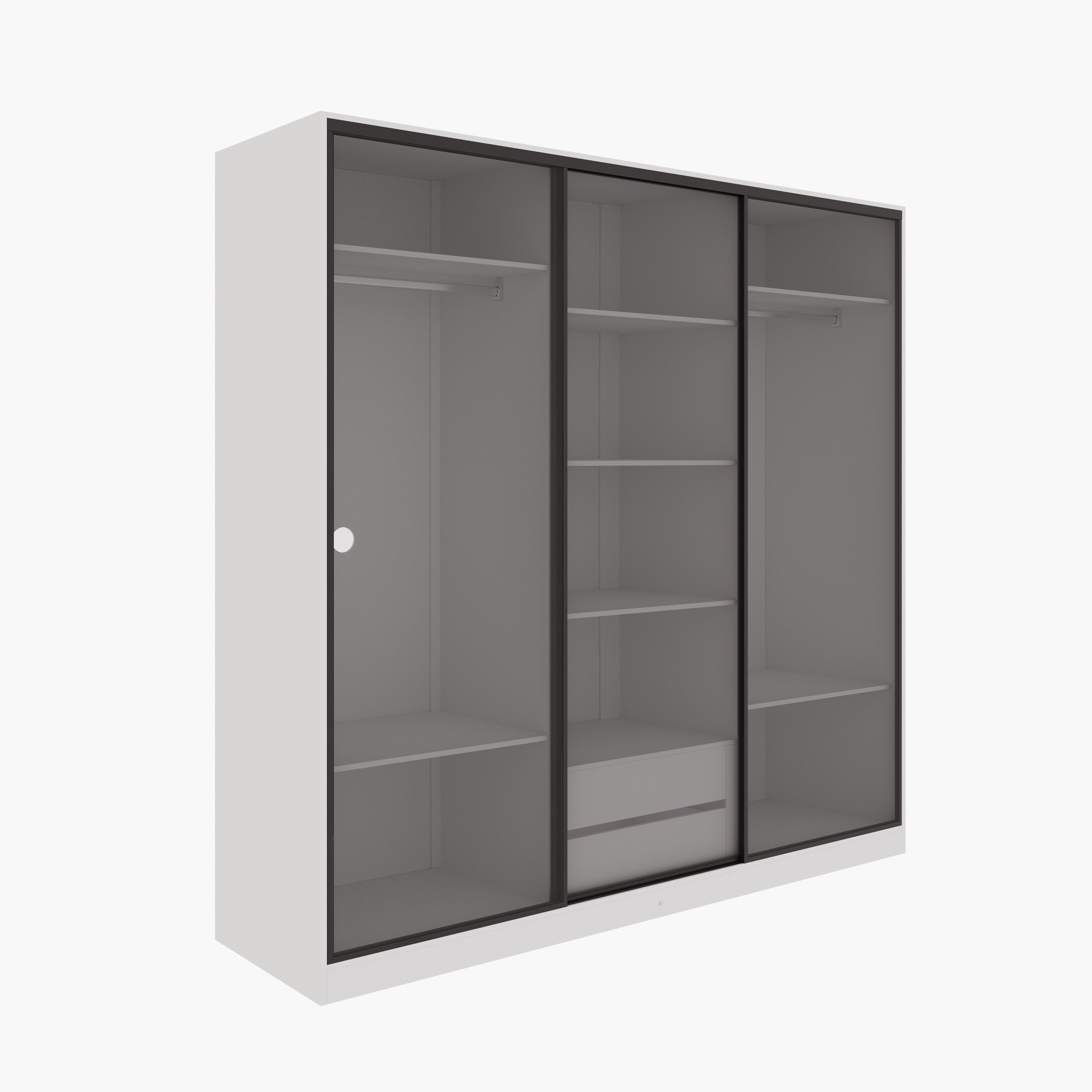 Marwell 3 Door Transparent Glass Sliding Large Wardobe-hbxfurniture-wardrobes-image-10