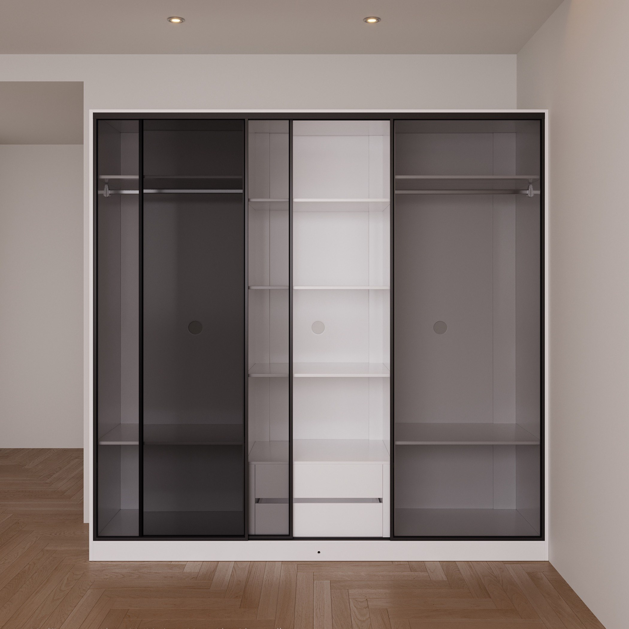 Marwell 3 Door Transparent Glass Sliding Large Wardobe-hbxfurniture-wardrobes-image-6
