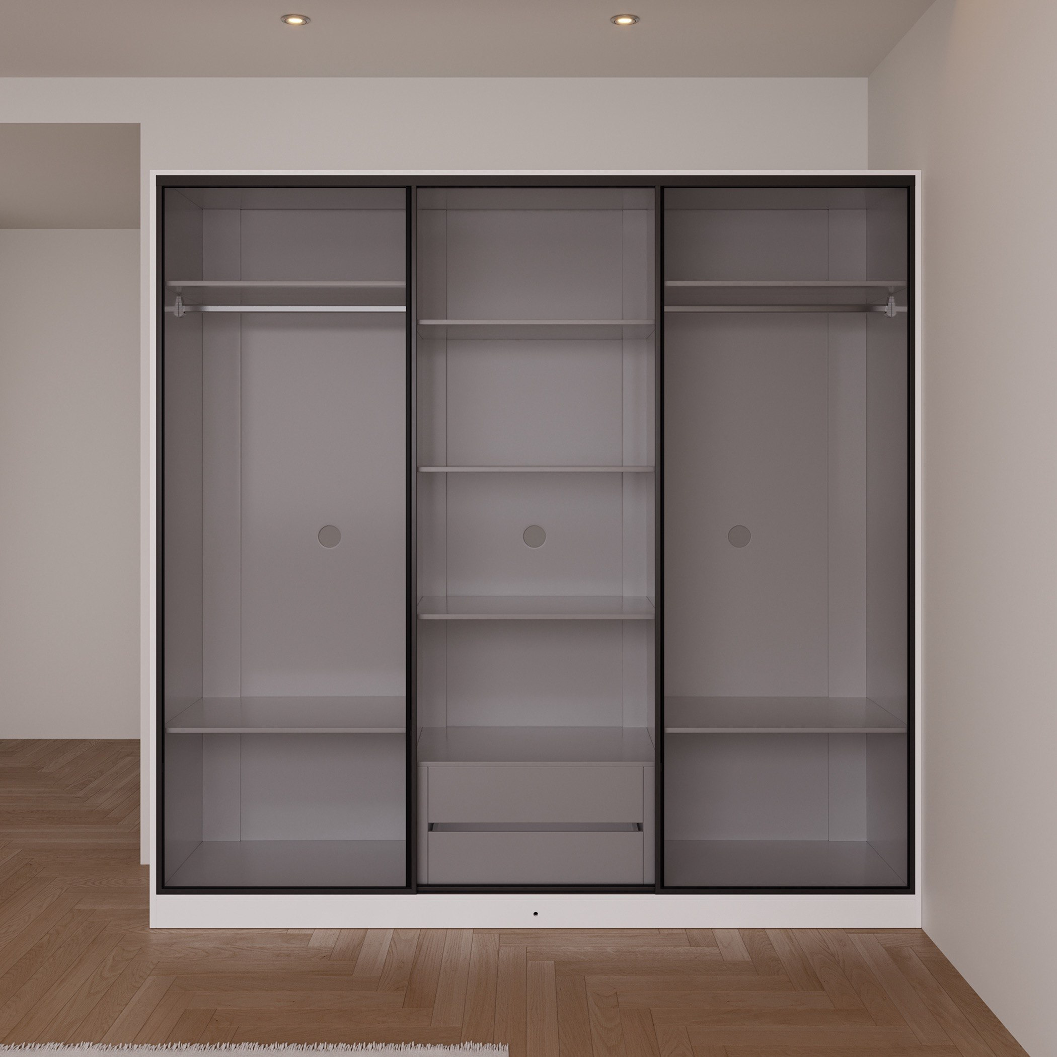 Marwell 3 Door Transparent Glass Sliding Large Wardobe-hbxfurniture-wardrobes-image-8