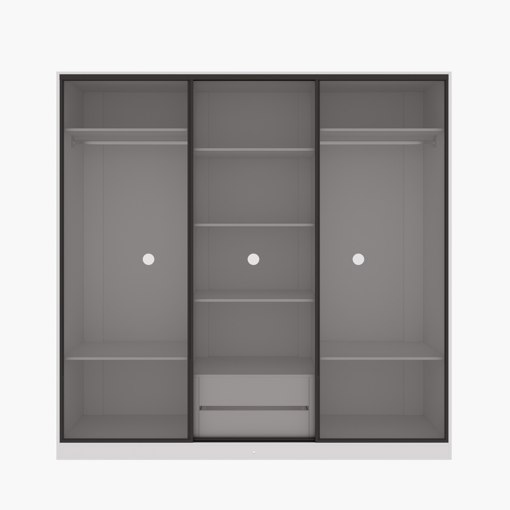 Marwell 3 Door Transparent Glass Sliding Large Wardobe-hbxfurniture-wardrobes-image-9