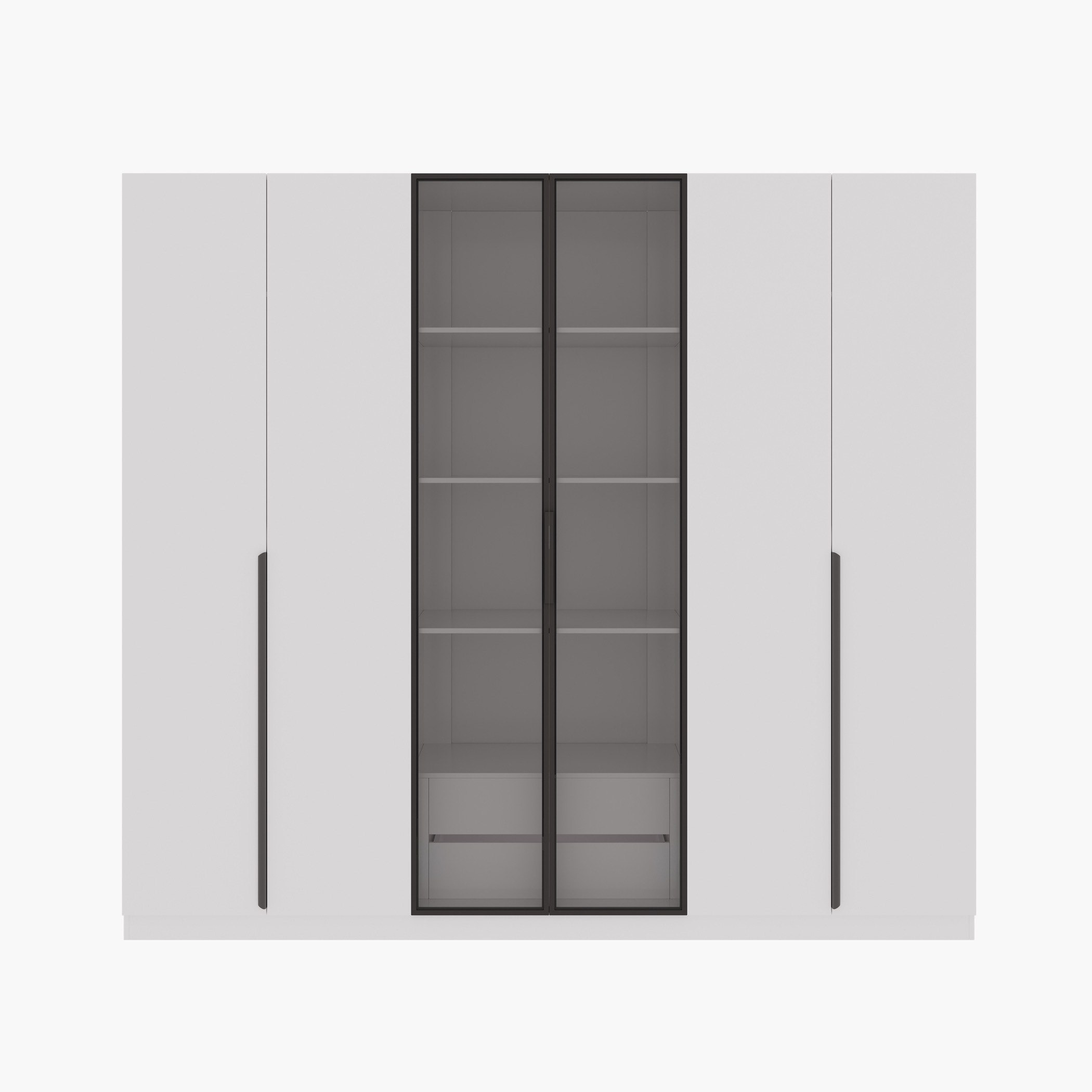 Marwell 6 Door Transparent Glass Wardrobe with 2 Drawers-hbxfurniture-wardrobes-image-10