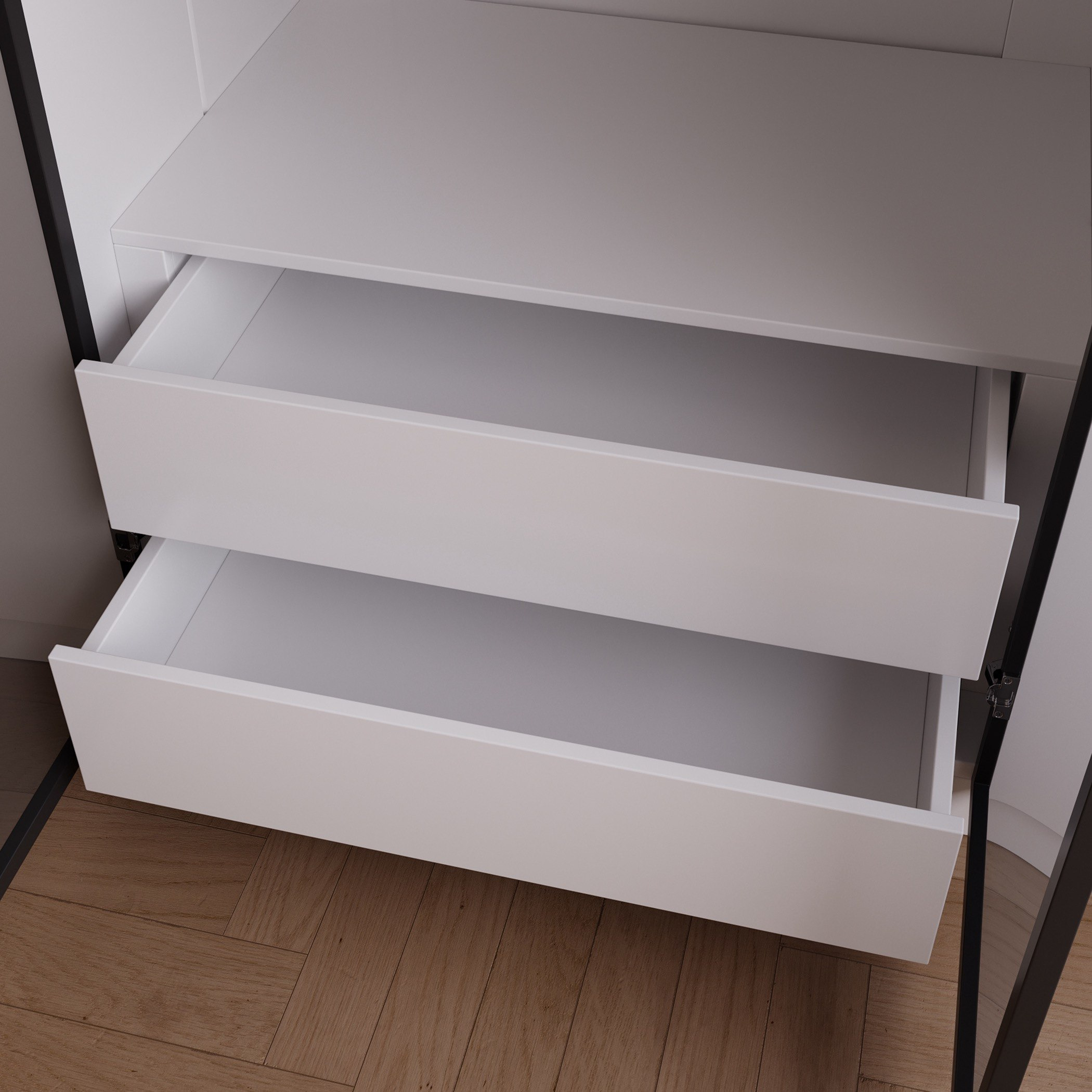 Marwell 6 Door Transparent Glass Wardrobe with 2 Drawers-hbxfurniture-wardrobes-image-4