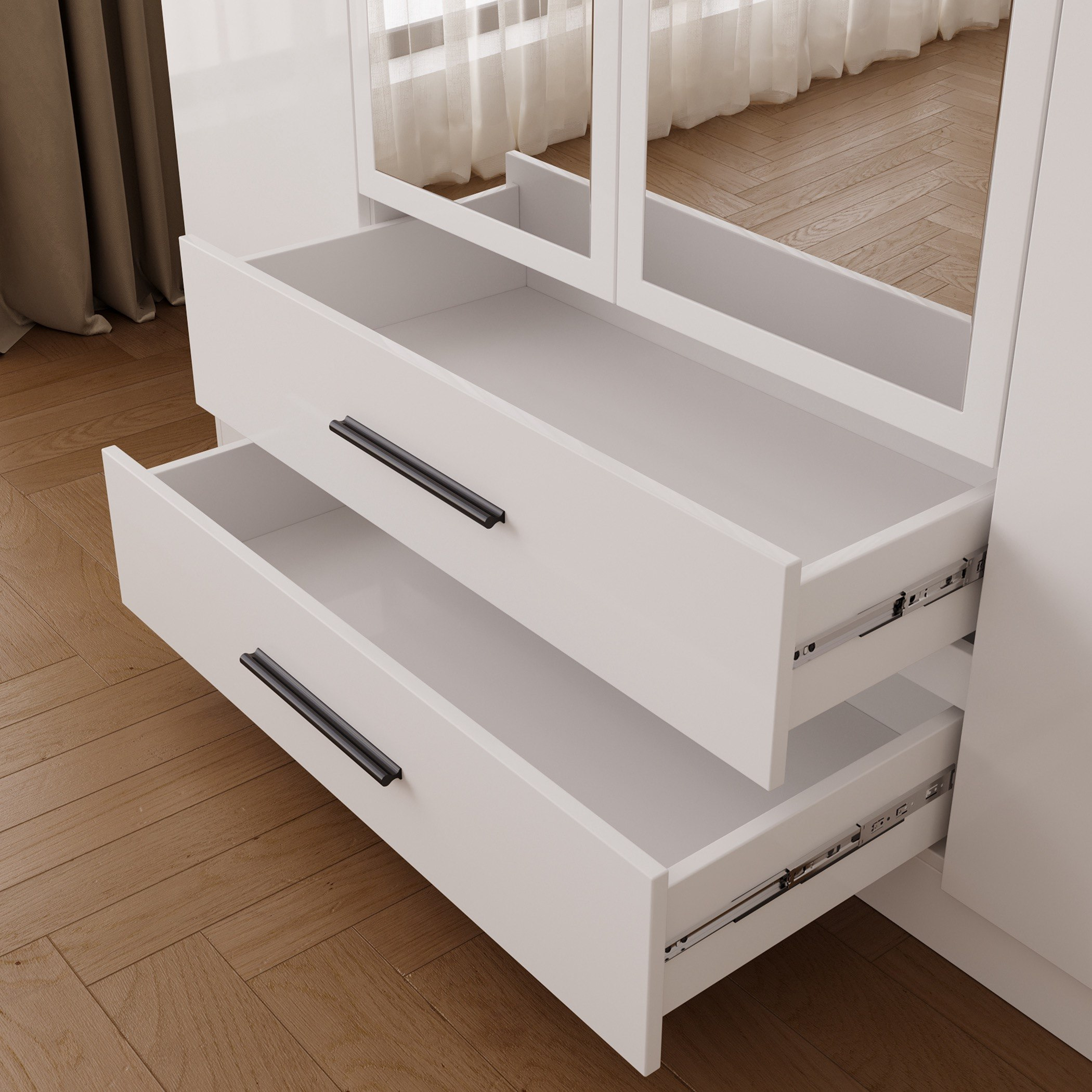 Marwell 4 Door Wardrobe with 2 Mirrors and 2 Drawers-hbxfurniture-wardrobes-image-4