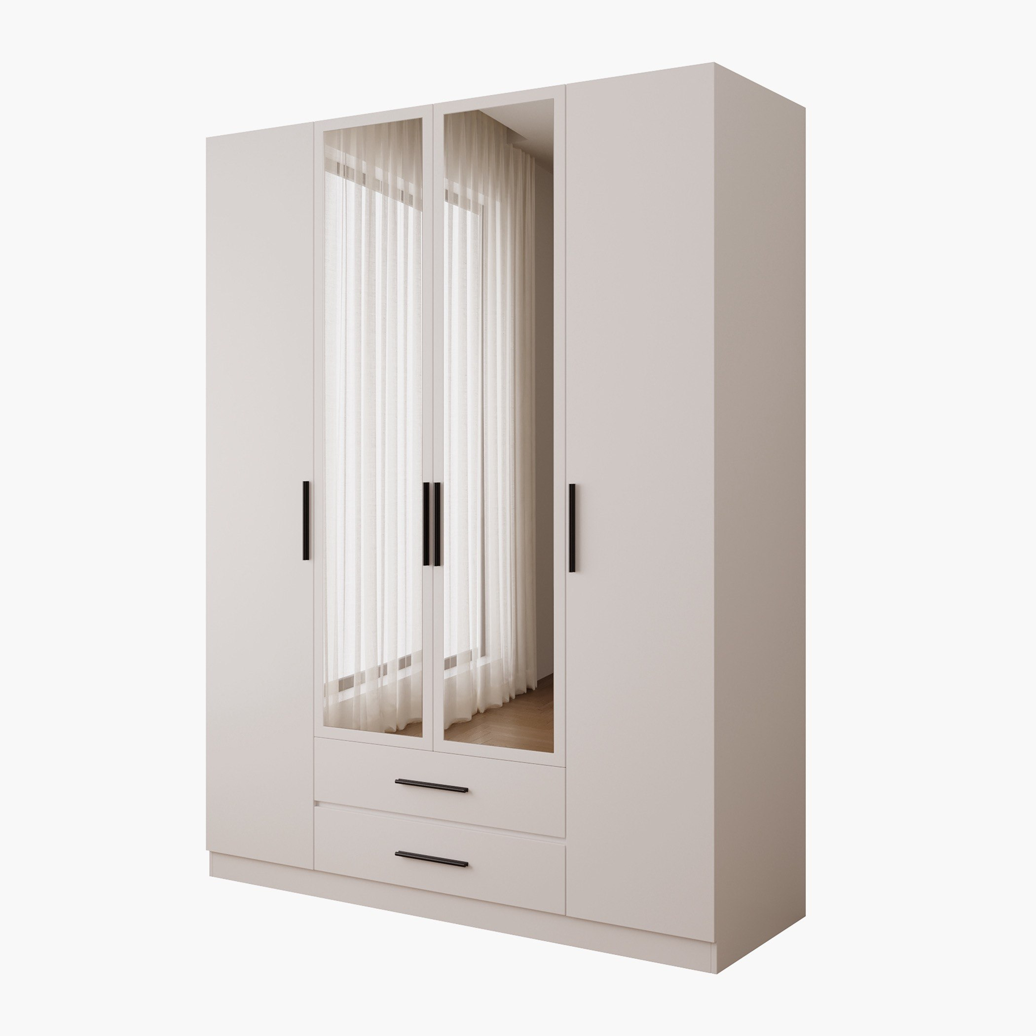 Marwell 4 Door Wardrobe with 2 Mirrors and 2 Drawers-hbxfurniture-wardrobes-image-7