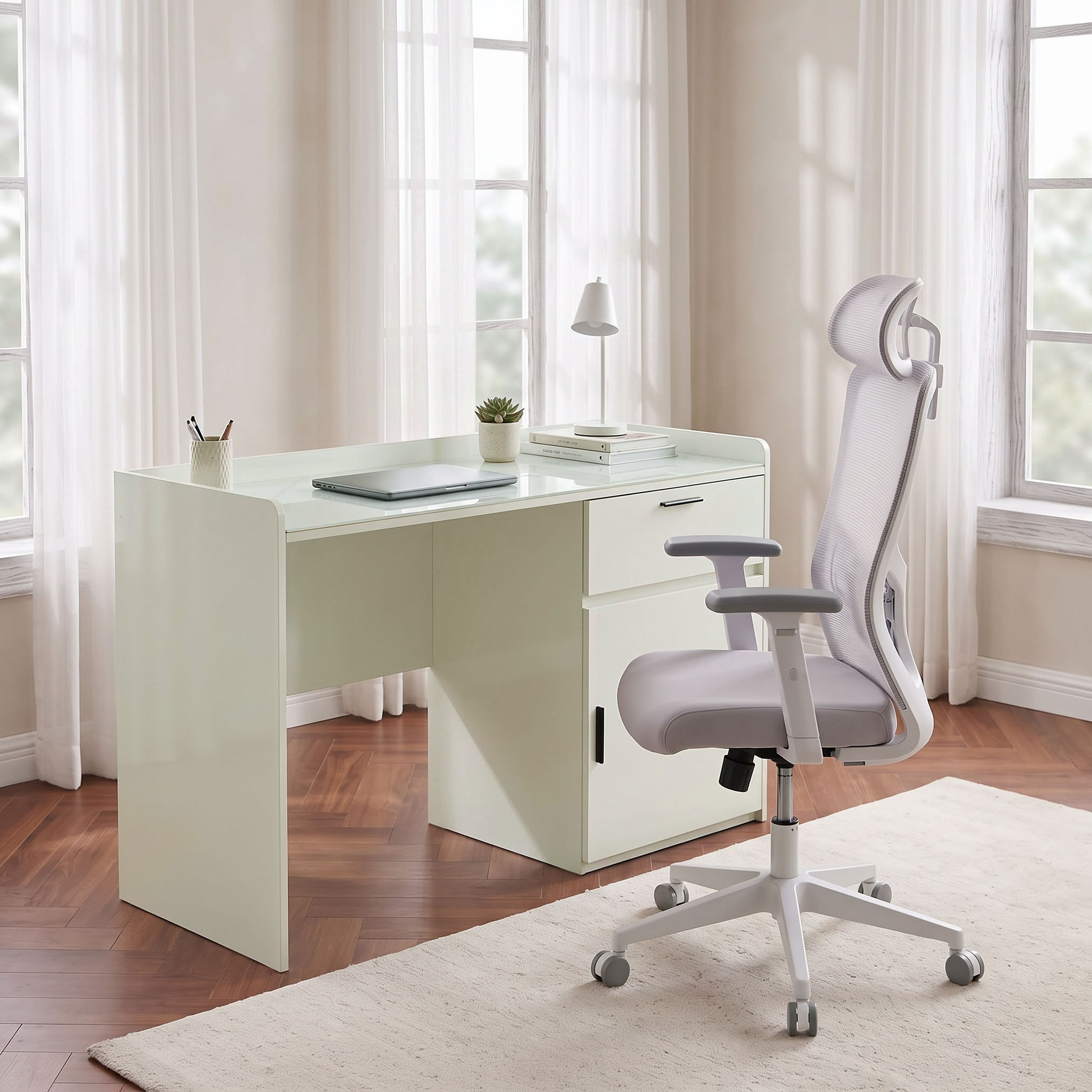 Marwell Sintered Stone 1 Door and 1 Drawer Study Desk-hbxfurniture-office-desks-image-4
