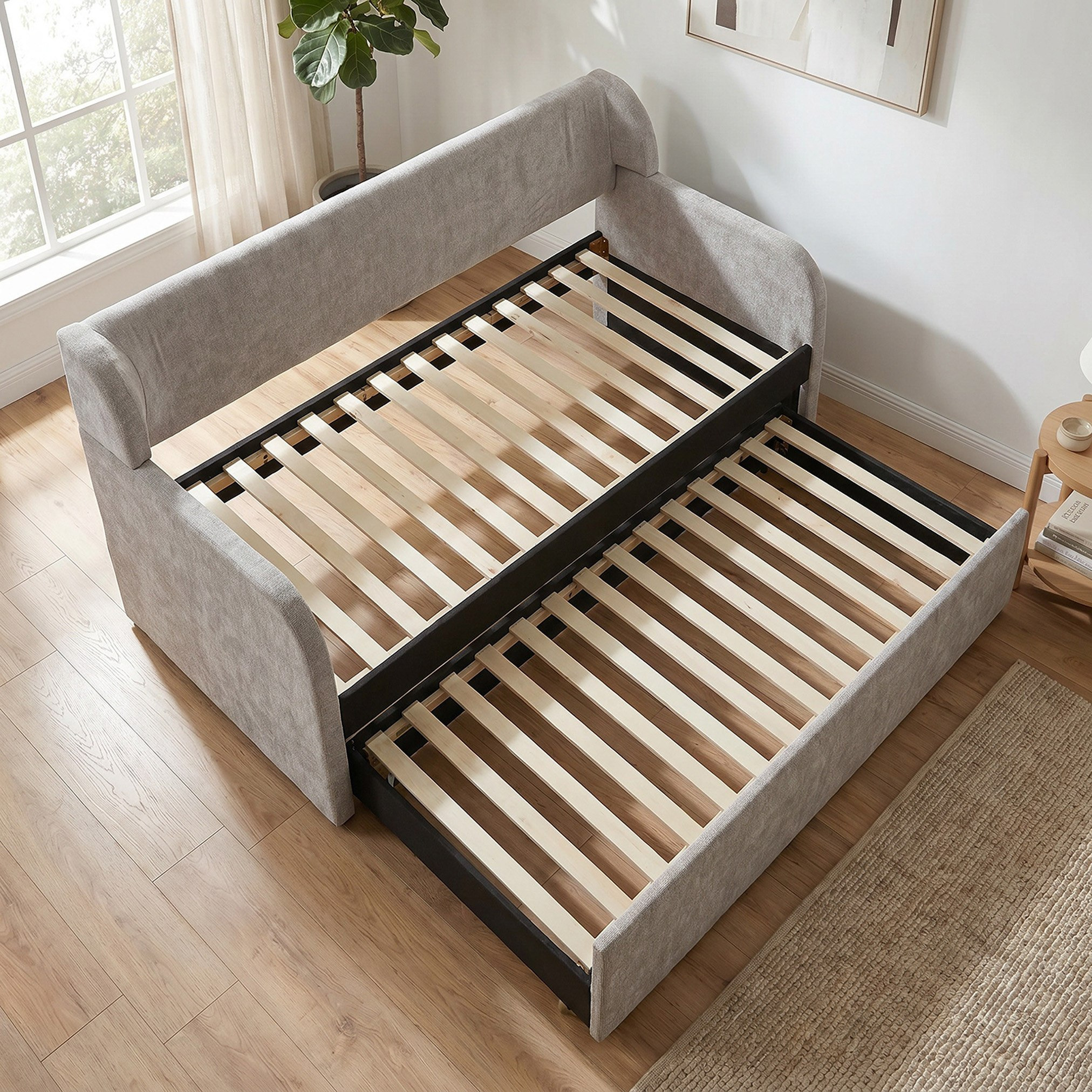Vienna Upholstered Day Bed with Pull-Out - 90x200 cm-hbxfurniture-bedsandbedsets-daybeds-image-5